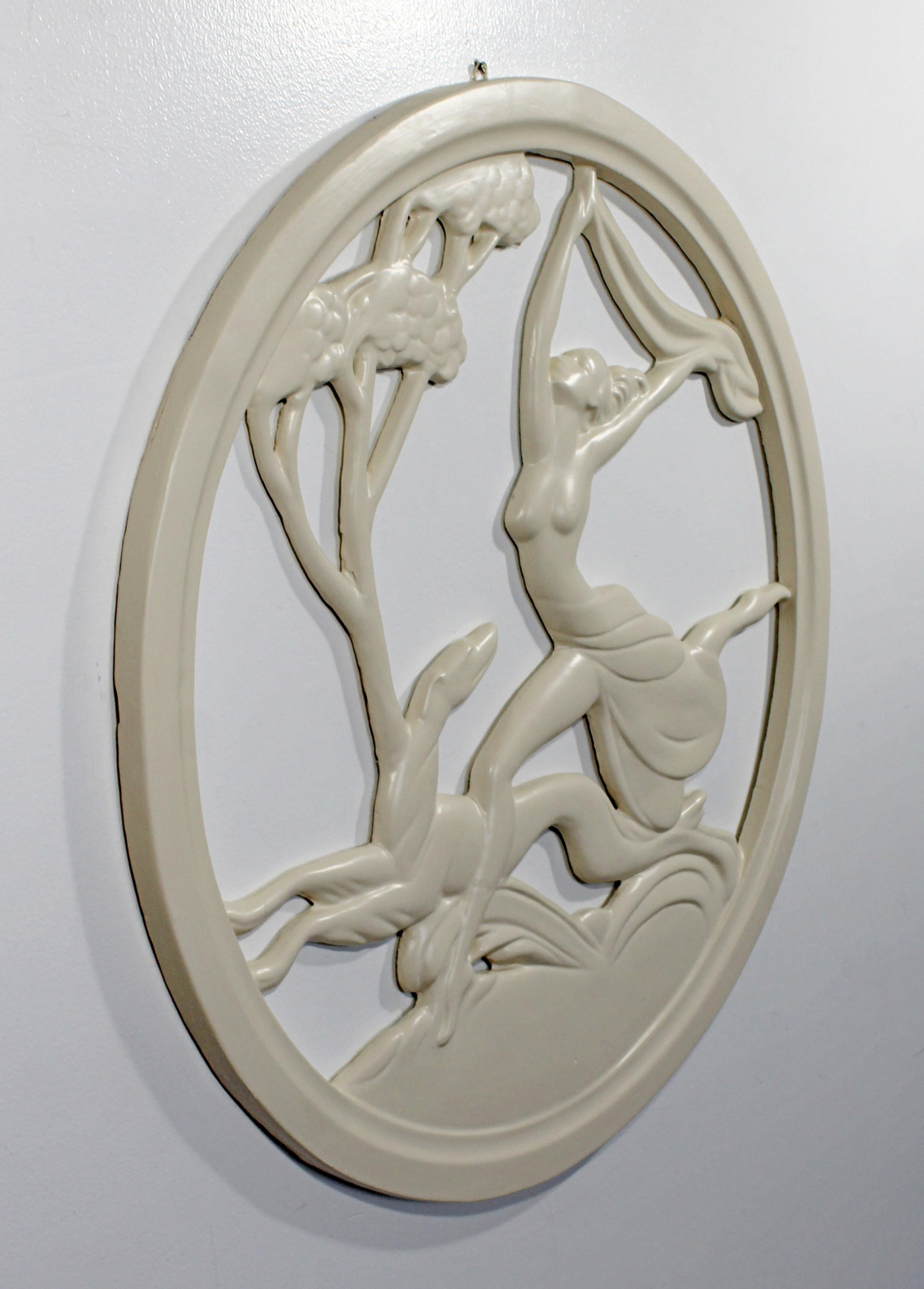 American Art Deco Plaster Medallion from New Orleans Brothel of a Female & Greyhound