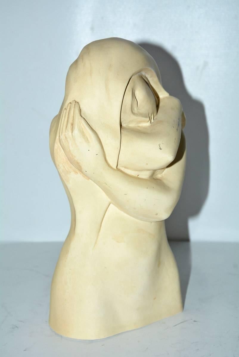Art-déco-Skulptur einer schlafenden Dame aus Gips oder Stein (Art déco)