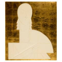 Art Deco Plaster Relief Portrait of a Woman