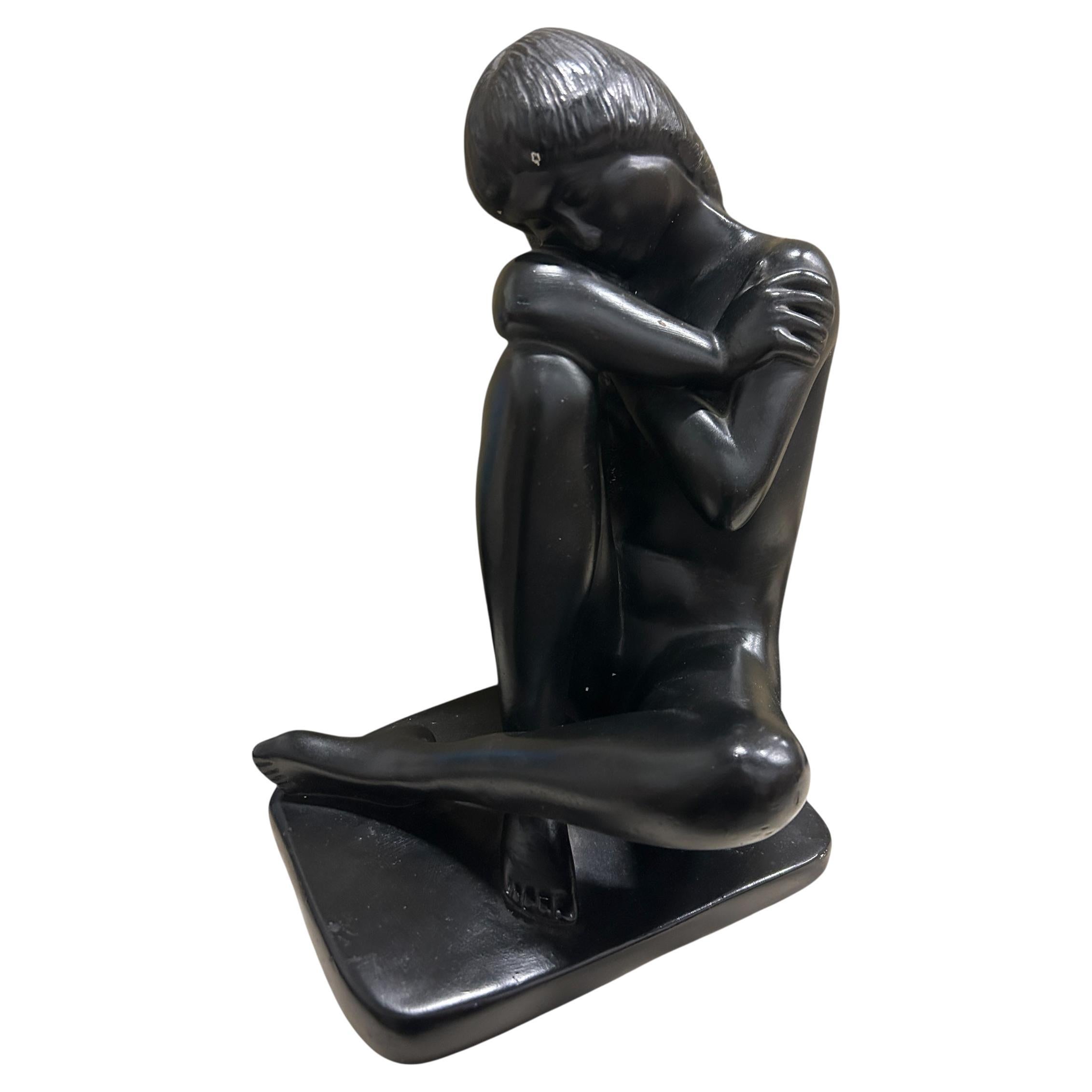 Art Deco Plaster Sculpture 
Silence
 by David Mesly, France, 1980 For Sale