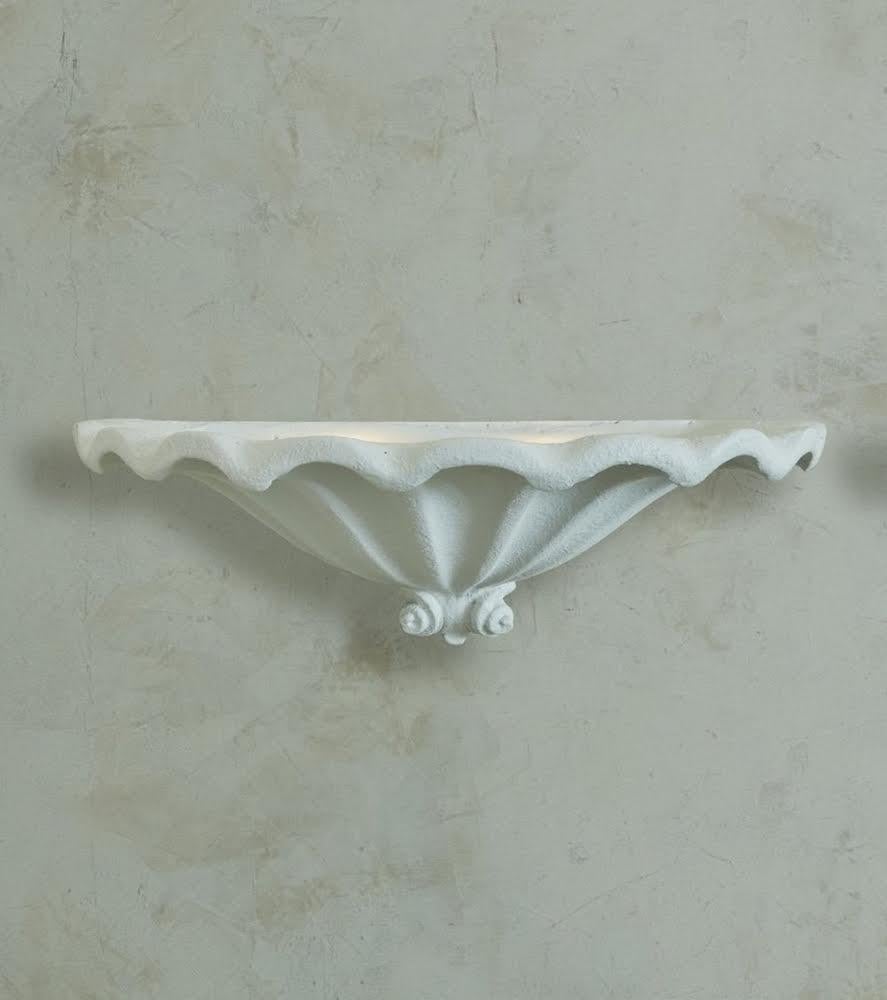 Art Deco Plaster Shell Sconce by Elgé, France 1960s In Good Condition For Sale In Chicago, IL