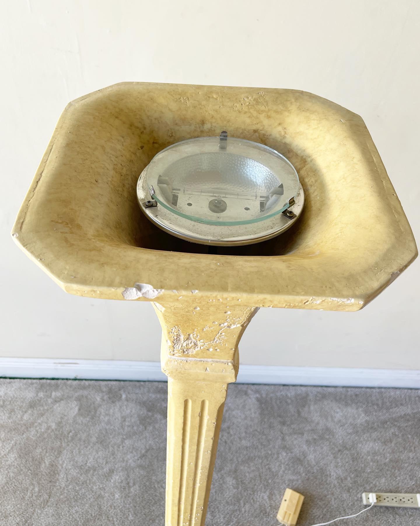 Late 20th Century Art Deco Plaster Torchiere Floor Lamp For Sale