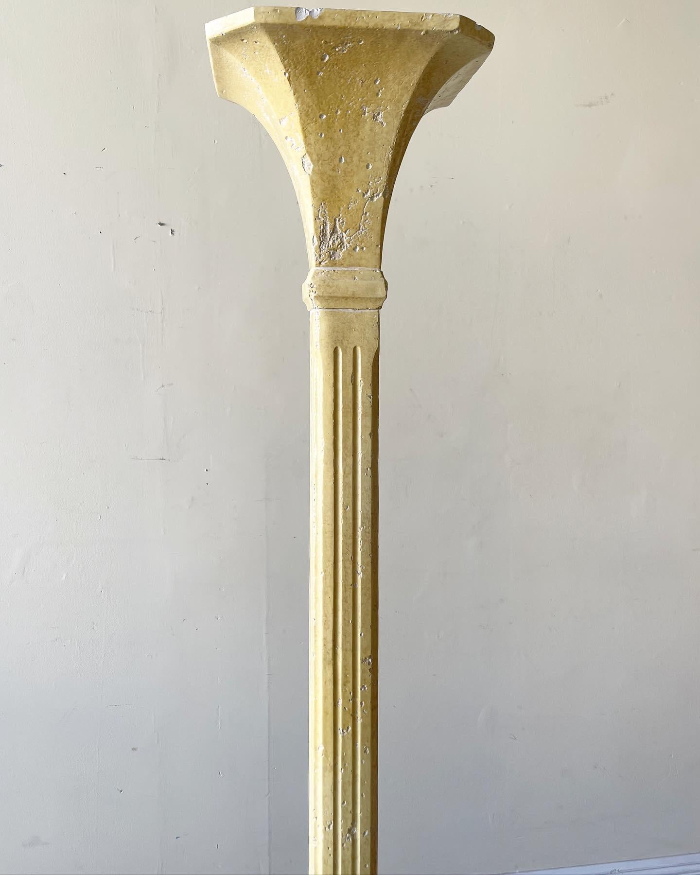 Art Deco Plaster Torchiere Floor Lamp In Good Condition For Sale In Delray Beach, FL