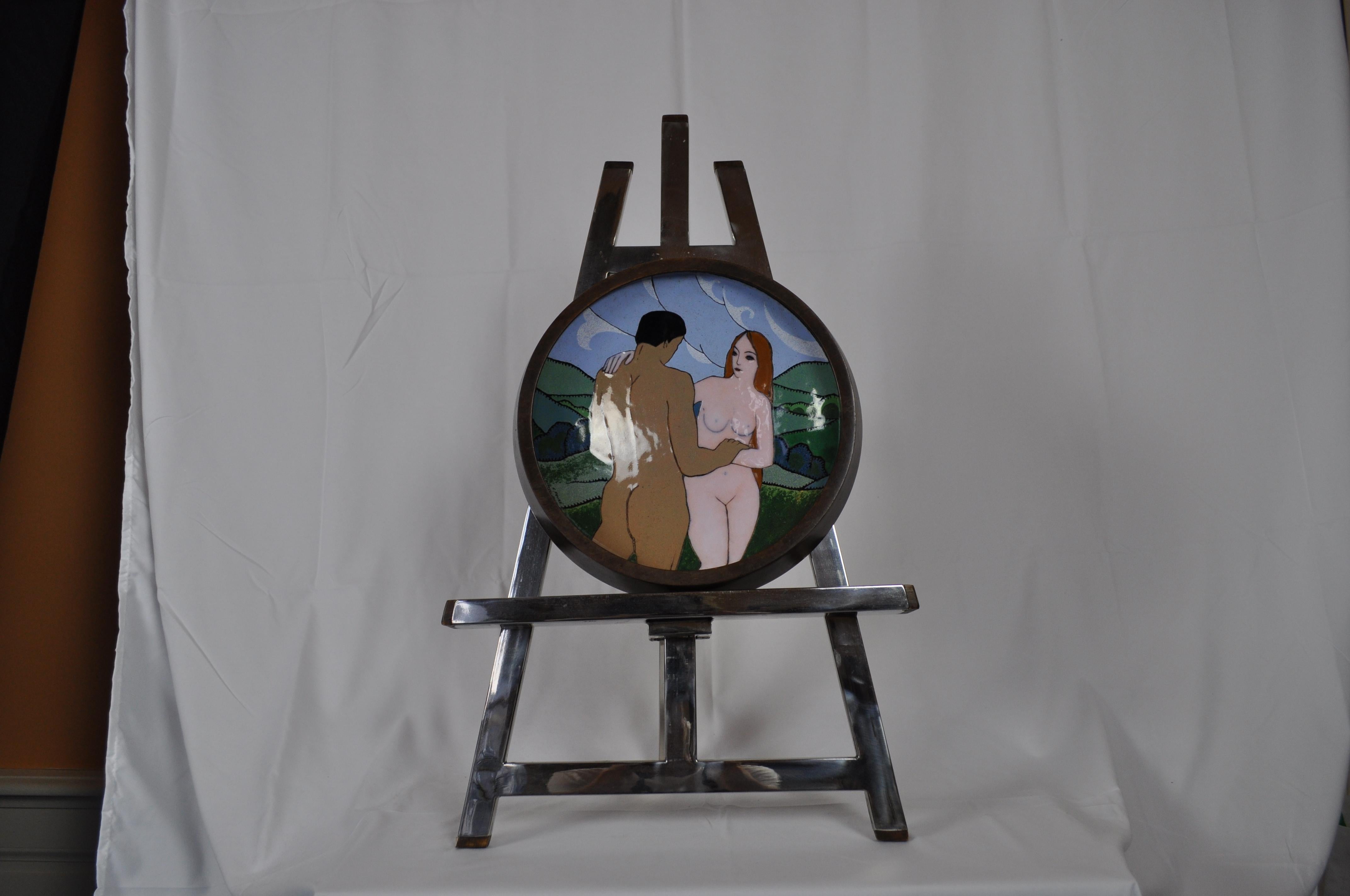 French Art Deco Plate by Camille Fauré, le couple