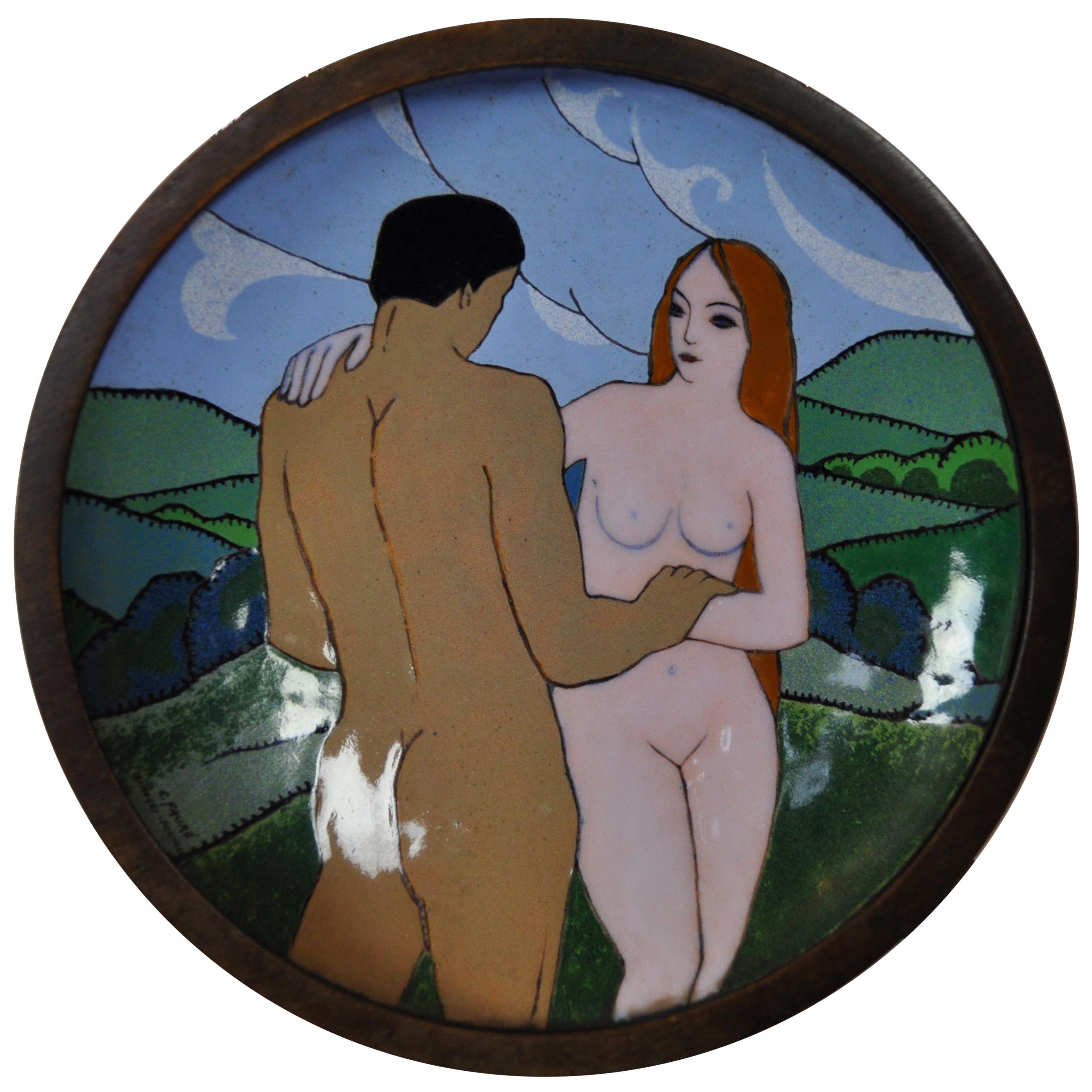Art Deco Plate by Camille Fauré, le couple