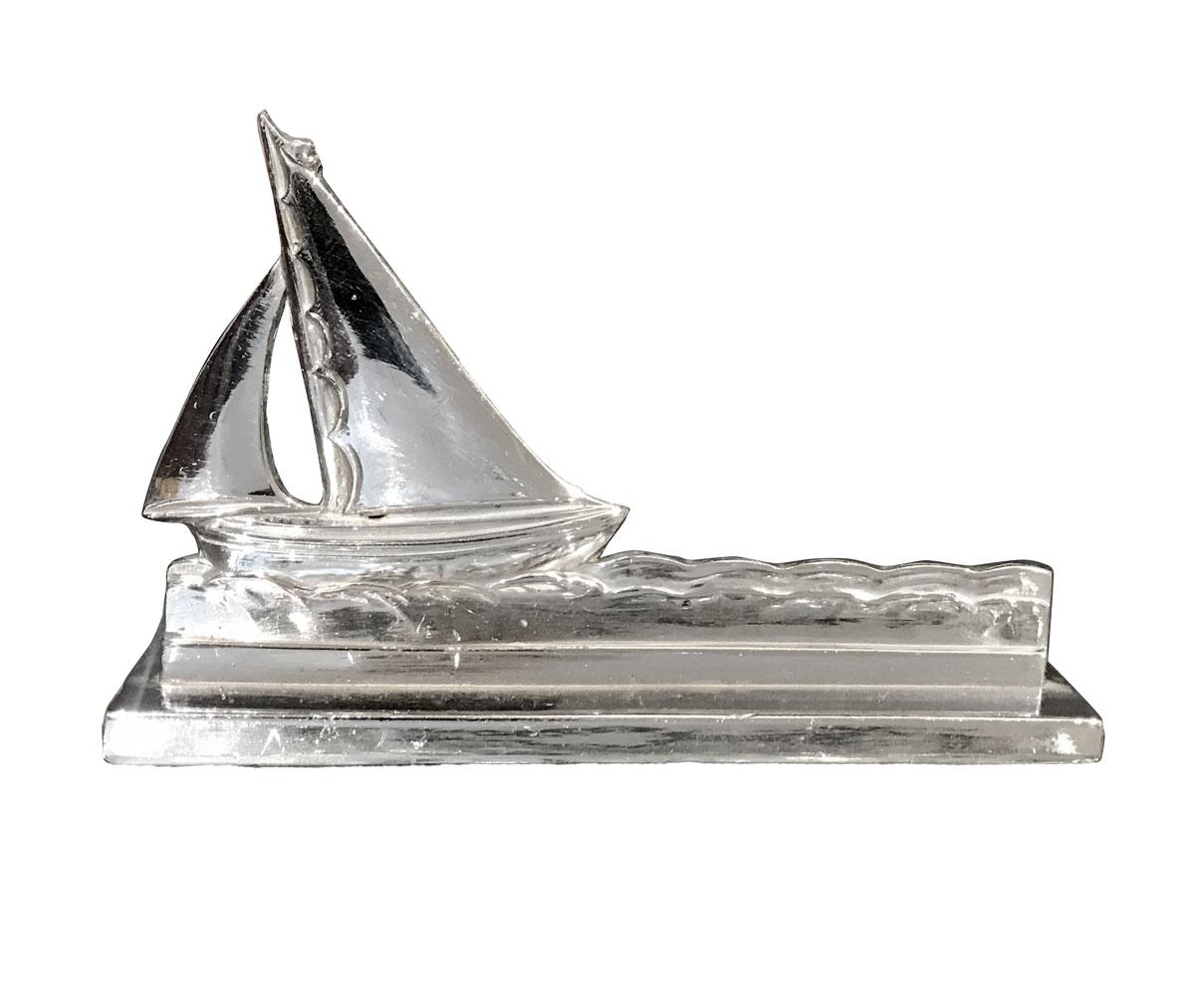 Metalwork Art Deco Plated Boats Knife Holder Set of 12 Silver For Sale