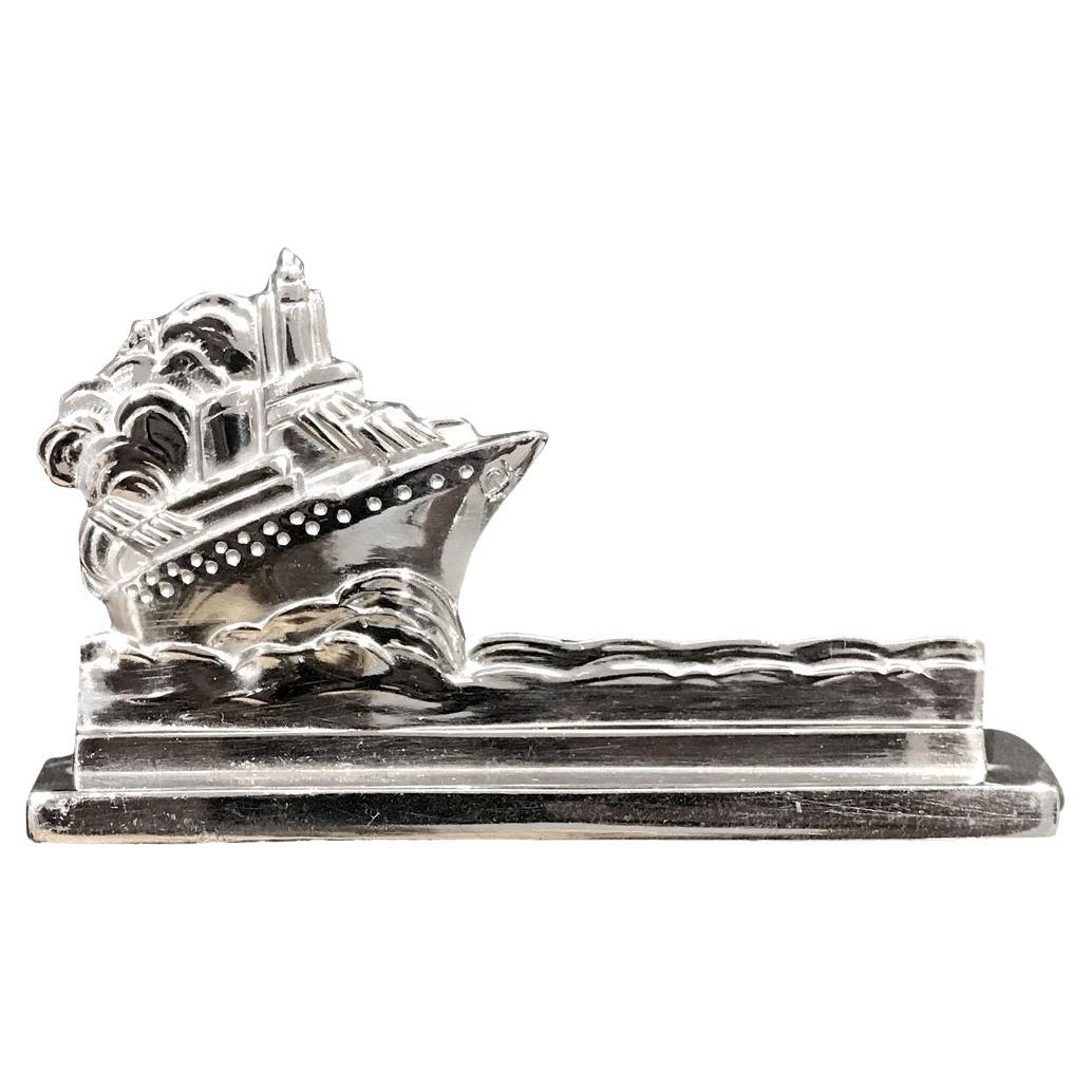 Art Deco Plated Boats Knife Holder Set of 12 Silver