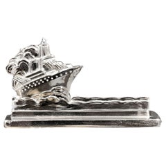 Art Deco Plated Boats Knife Holder Set of 12 Silver