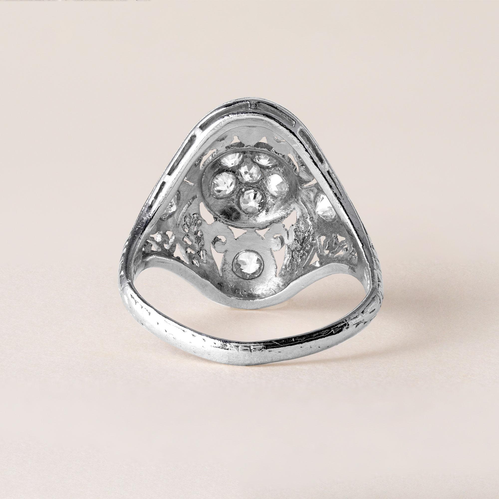 Art Deco Platin 0,30 Karat Diamant Filigraner Ring Damen im Angebot
