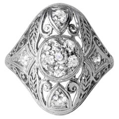 Bague art déco en platine 0,30 carat avec diamant en filigrane