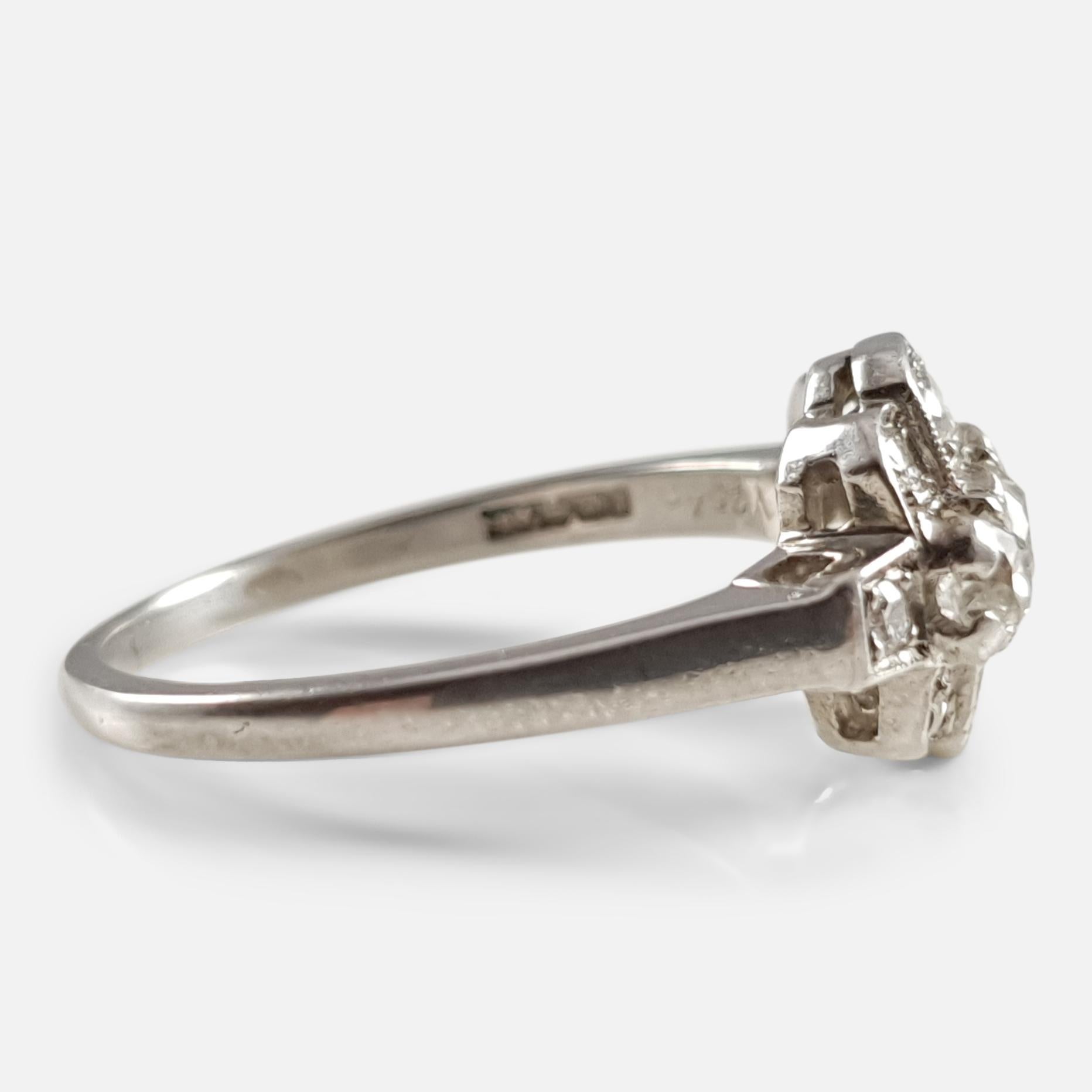 Women's Art Deco Platinum 0.75 Carat Diamond Cluster Ring