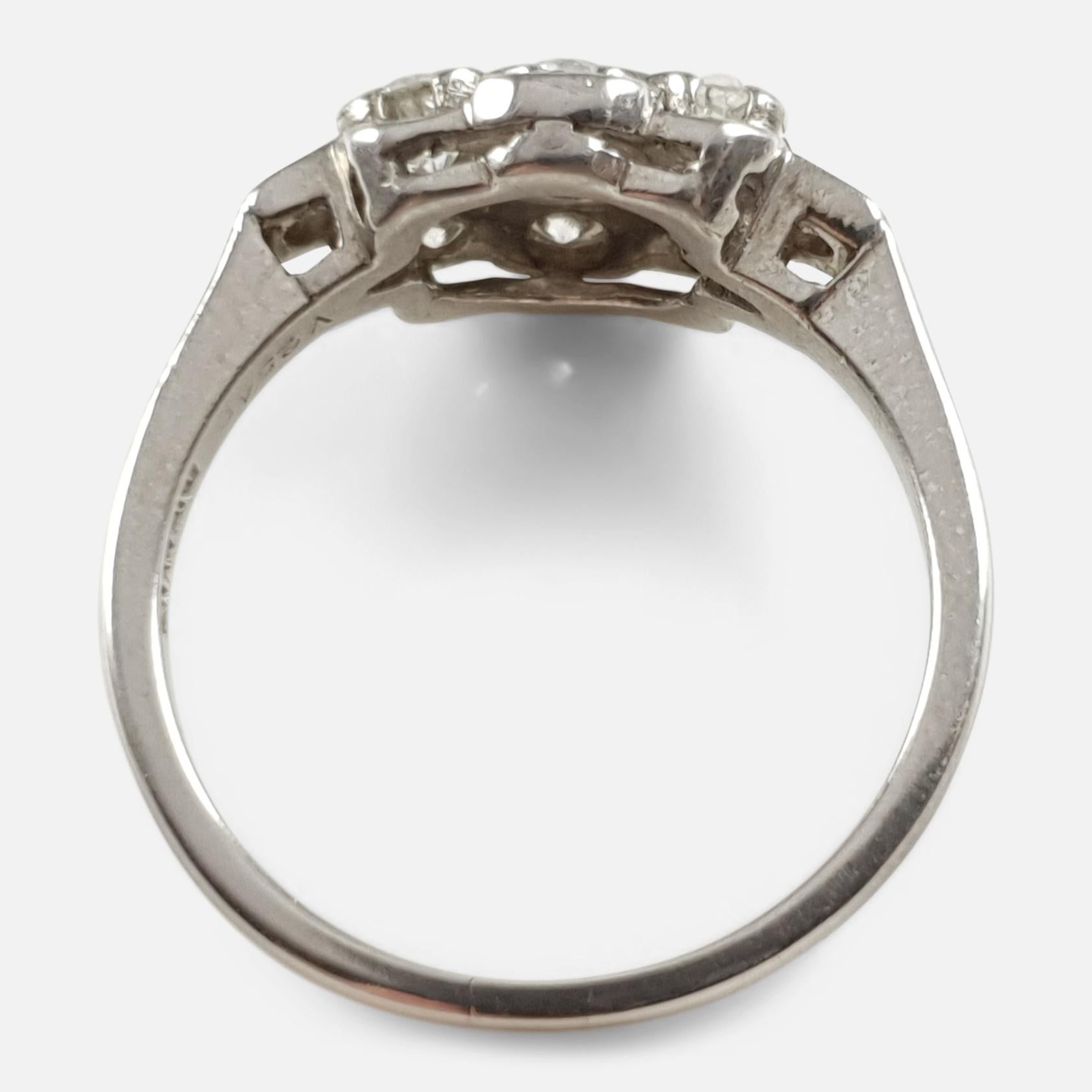 Art Deco Platinum 0.75 Carat Diamond Cluster Ring 2