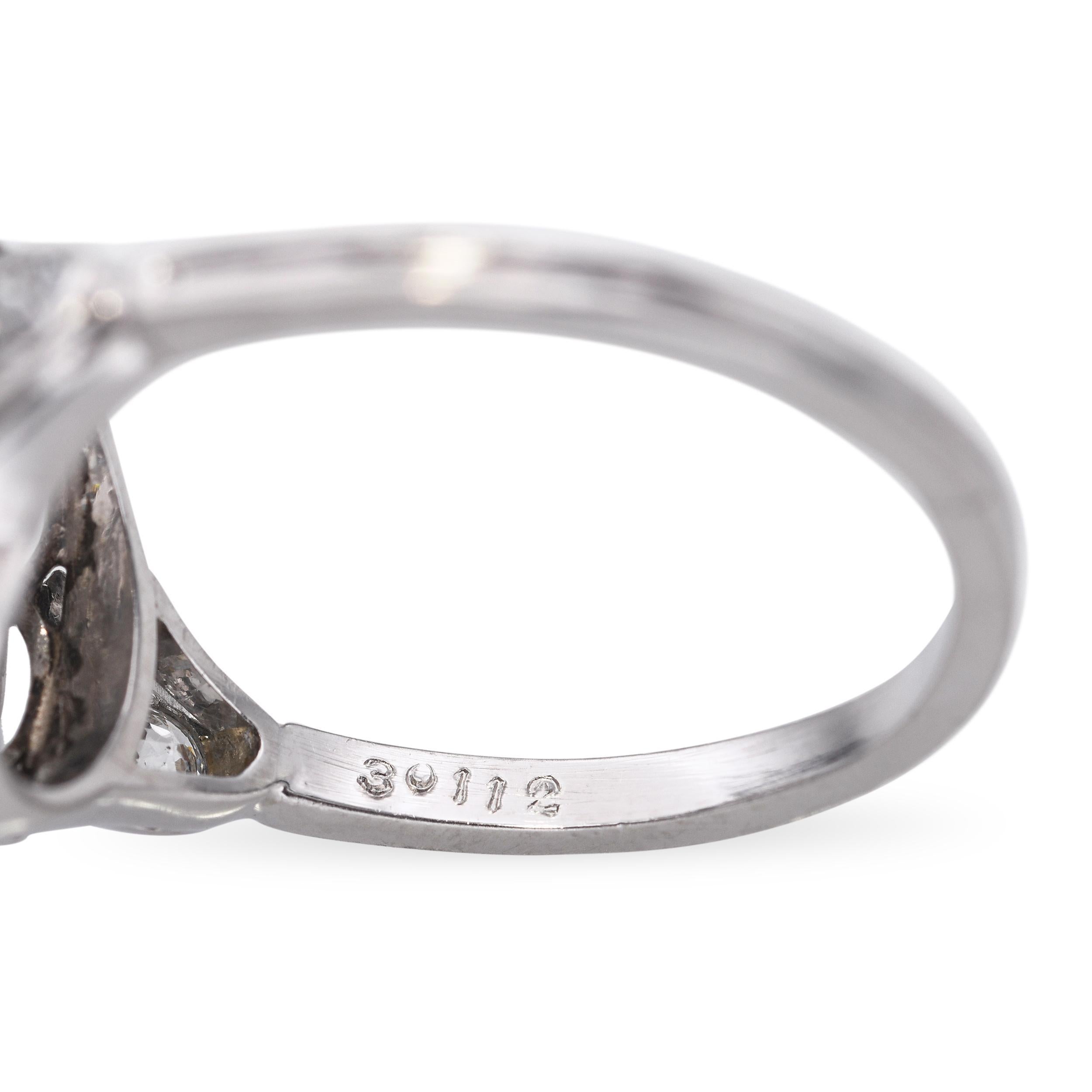 Anello aureola in platino Art Deco con diamante vecchio taglio europeo da 0,95tcw in vendita 2