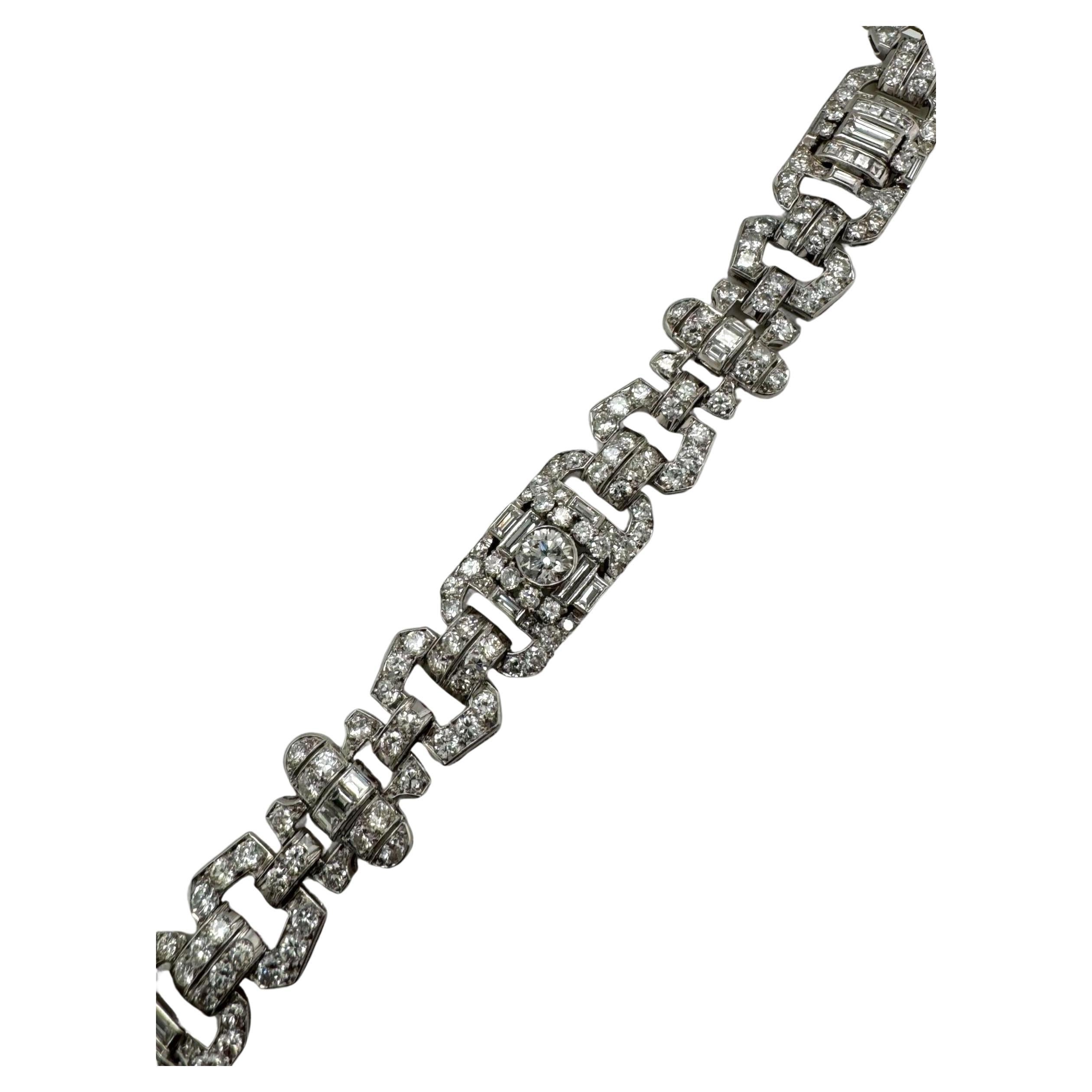 Art Deco Platinum 10 Carat Diamond Bracelet