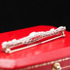 Art Deco Platinum 1.00 Carat Old European Diamond Filigree Bar Brooch Pin