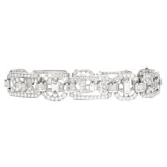 Art Deco Platinum 10.53 Carat Baguette Diamond Bracelet