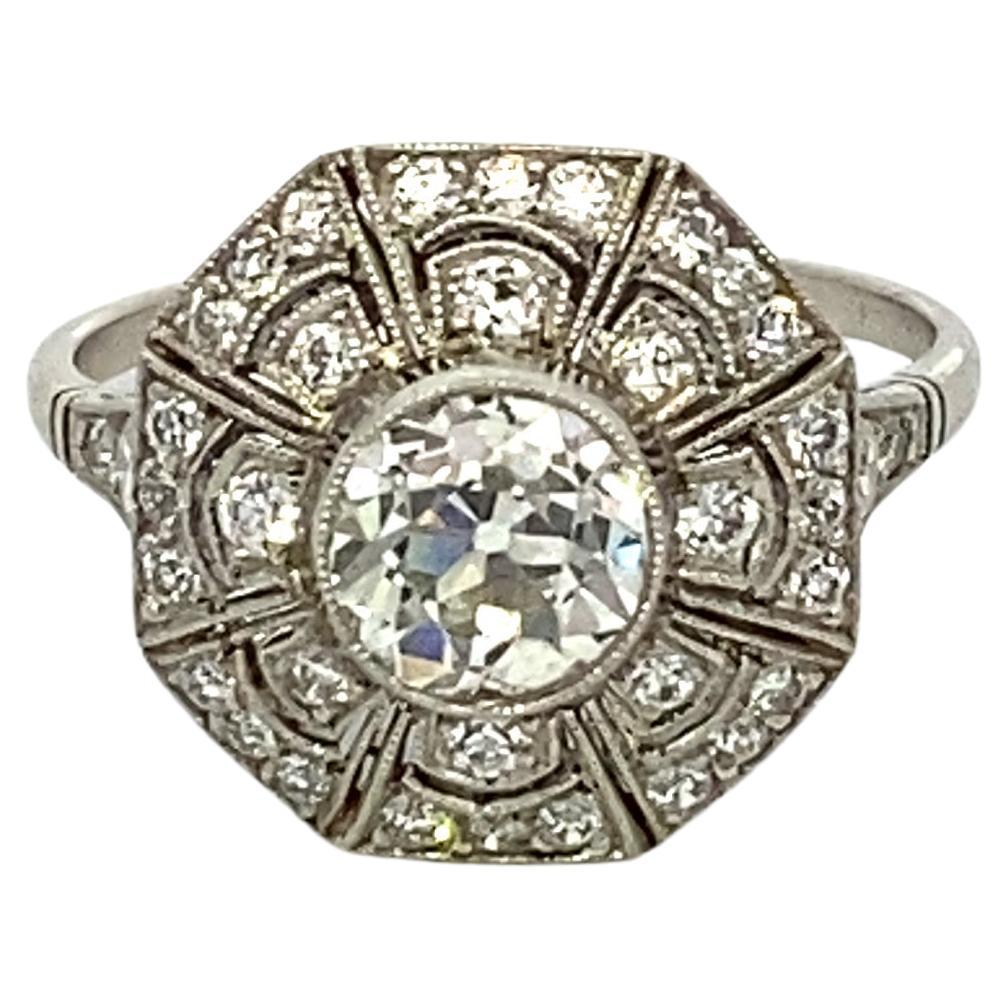 18 Karat Hand Carved Art Deco Men's Ring 2 Carat White Sapphire Old ...