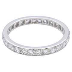 Art Deco Platinum 1.12tcw Euro Cut Diamond Diamond Eternity Band Ring