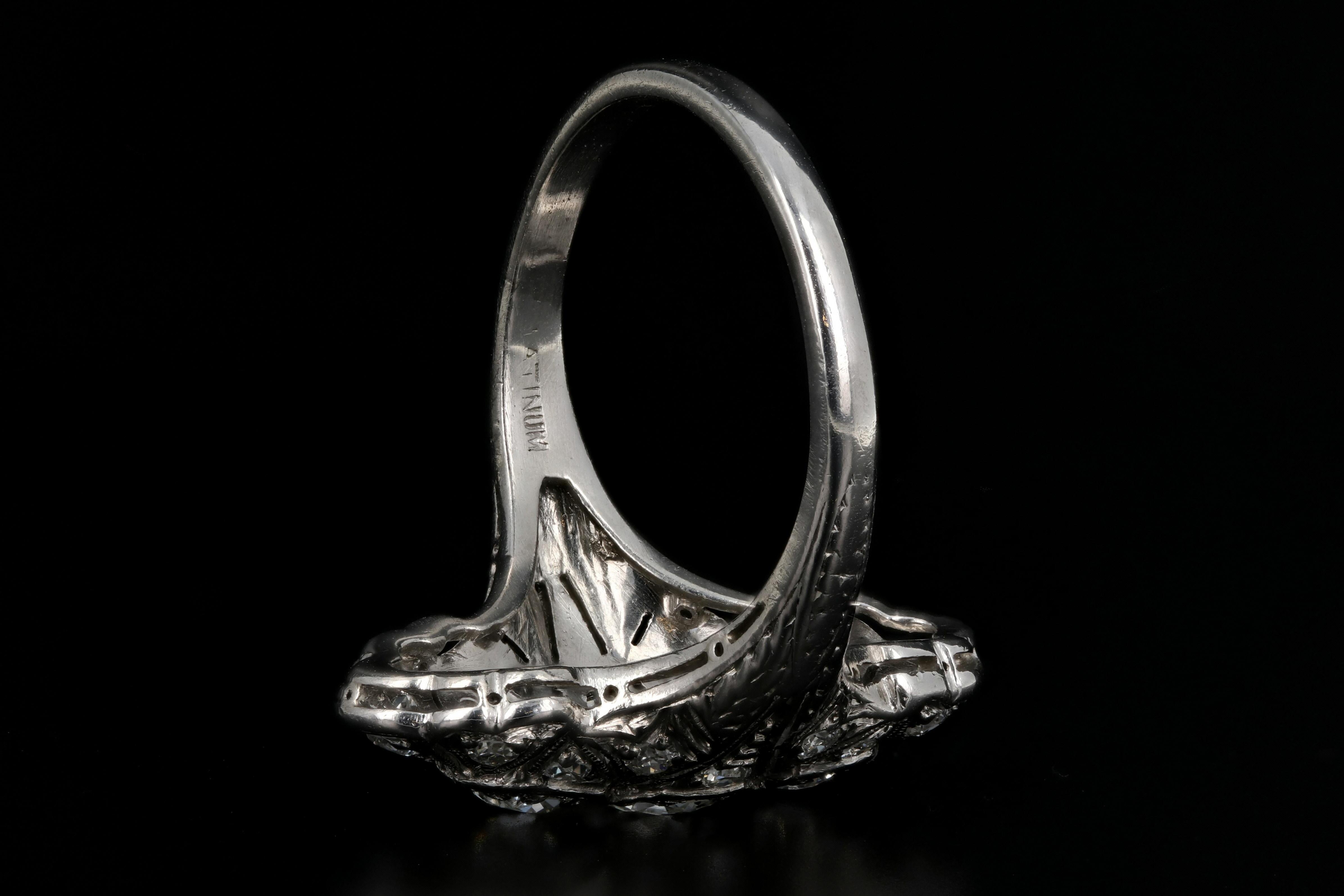 Women's or Men's Art Deco Platinum 1.22 Carat Diamond Shield Ring