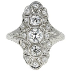 art deco shield ring Art Deco Platinum 1.22 Carat Diamond Shield Ring