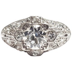 Art Deco Platinum 1.30 Carat Diamond Engagement Ring