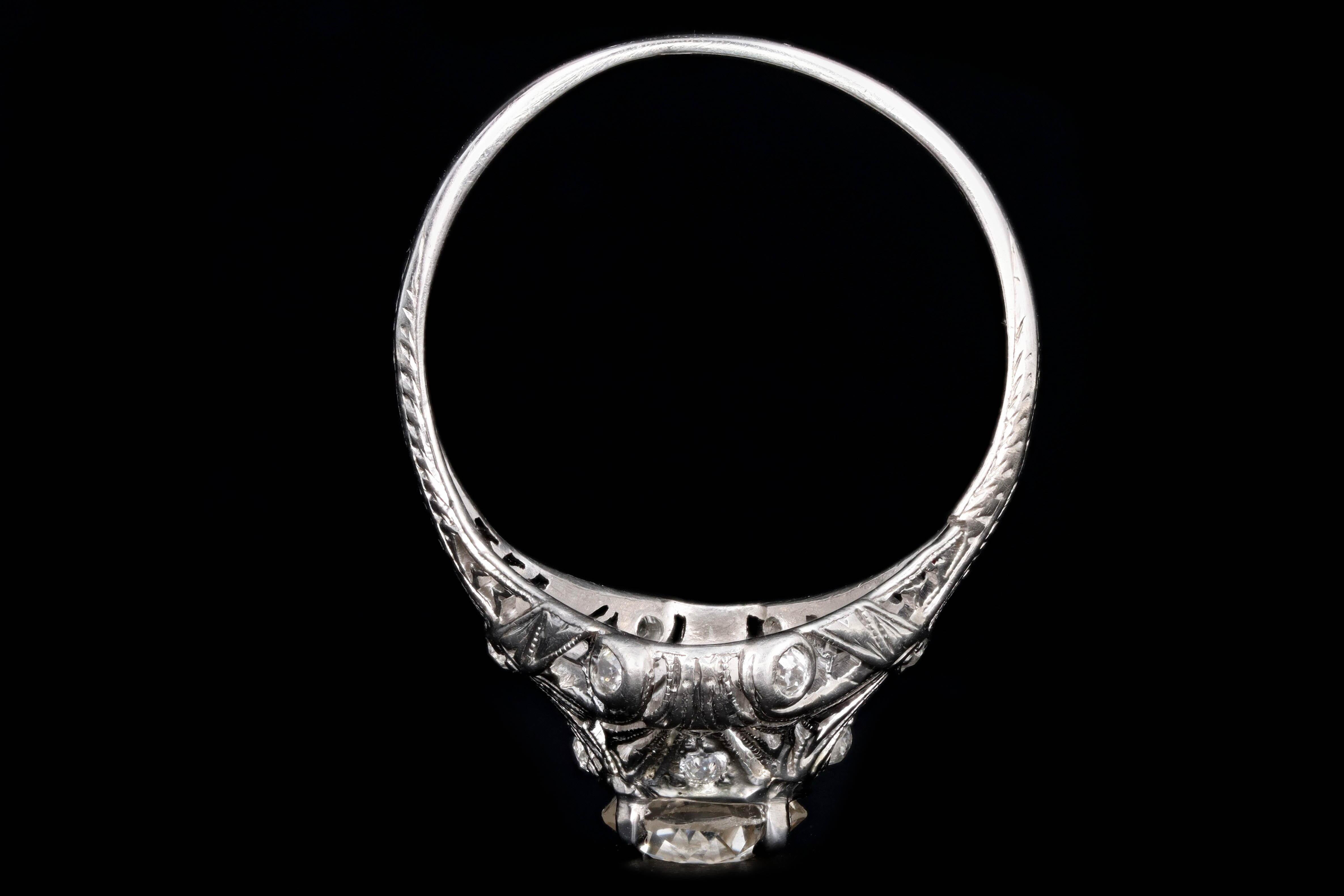 Art Deco Platinum 1.31 Carat Old European Diamond Ring 1