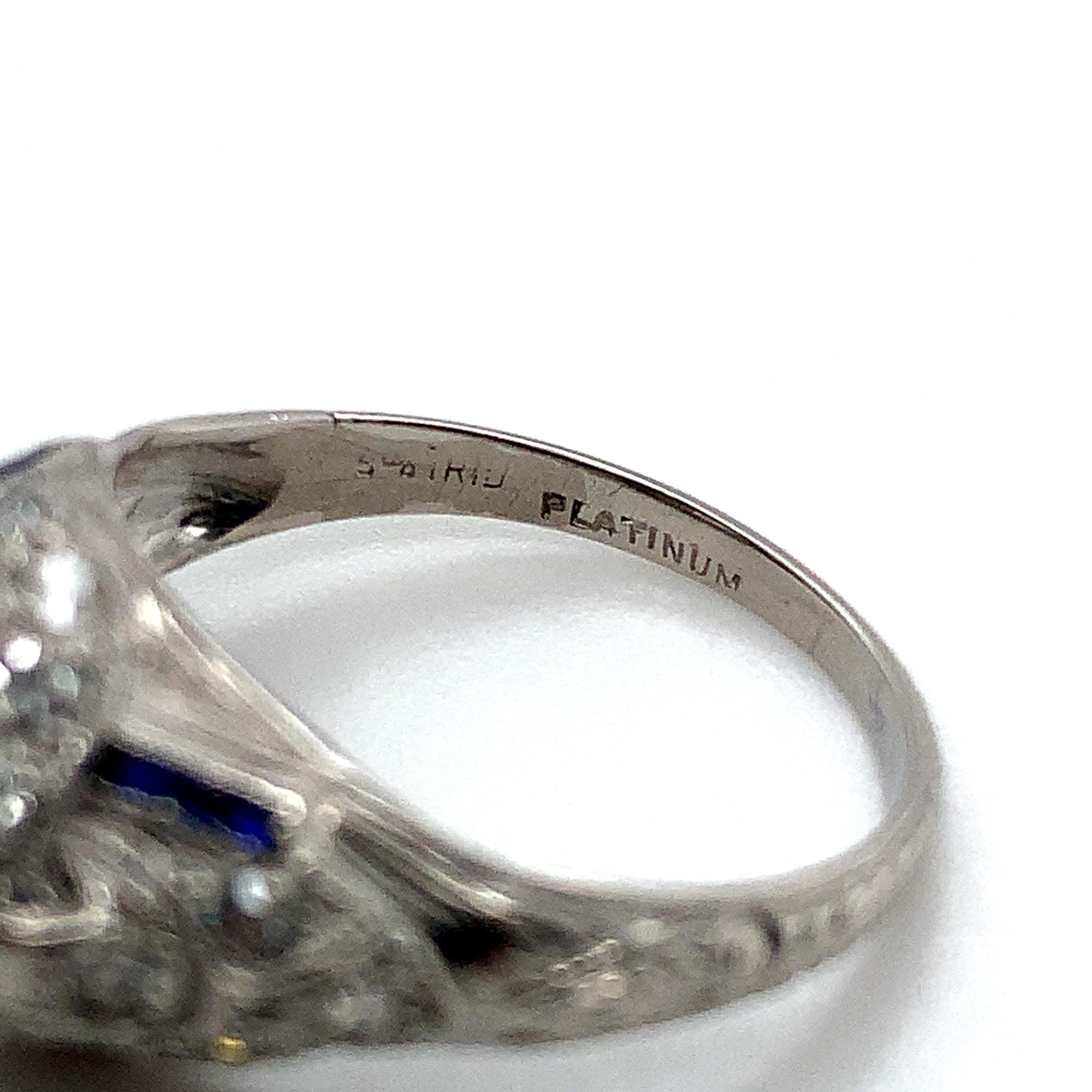 Art Deco Platinum 1.31ct Diamond Ring GIA Report For Sale 1