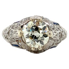 Art Deco Platin 1,31 Karat Diamantring GIA-Bericht