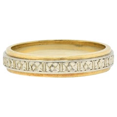 Art Deco Platinum 14 Karat Two-Tone Gold Vintage Wedding Band Ring