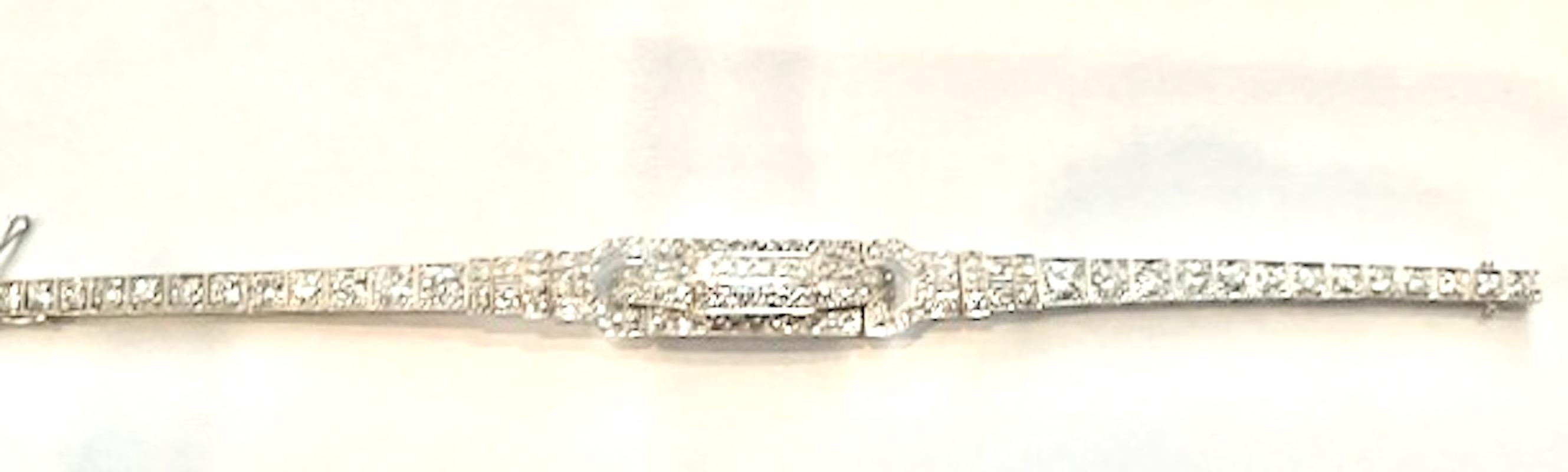 Pulsera Art Decó Platino Oro Blanco 14K Diamantes en venta 7