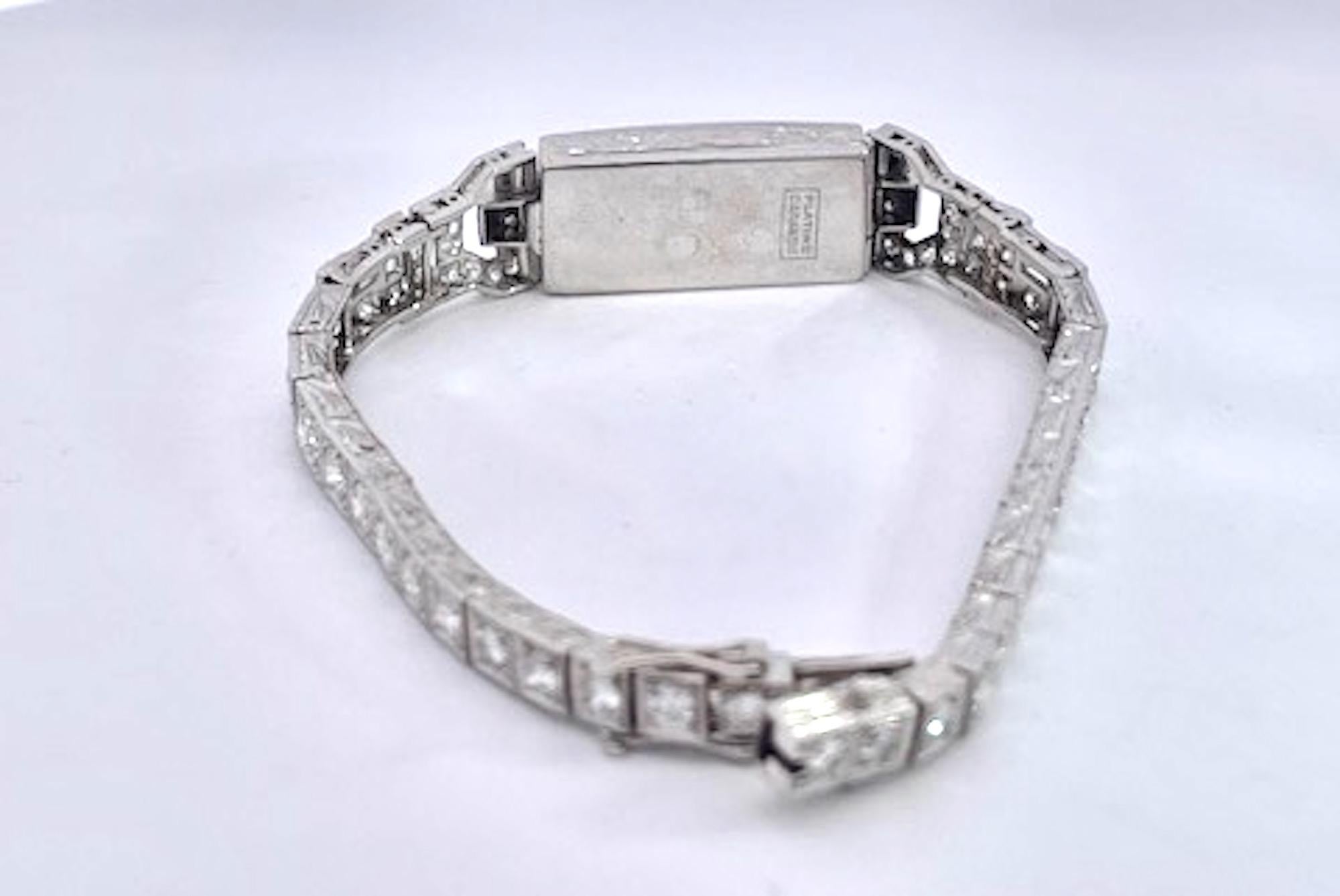 Femenino o masculino Pulsera Art Decó Platino Oro Blanco 14K Diamantes en venta
