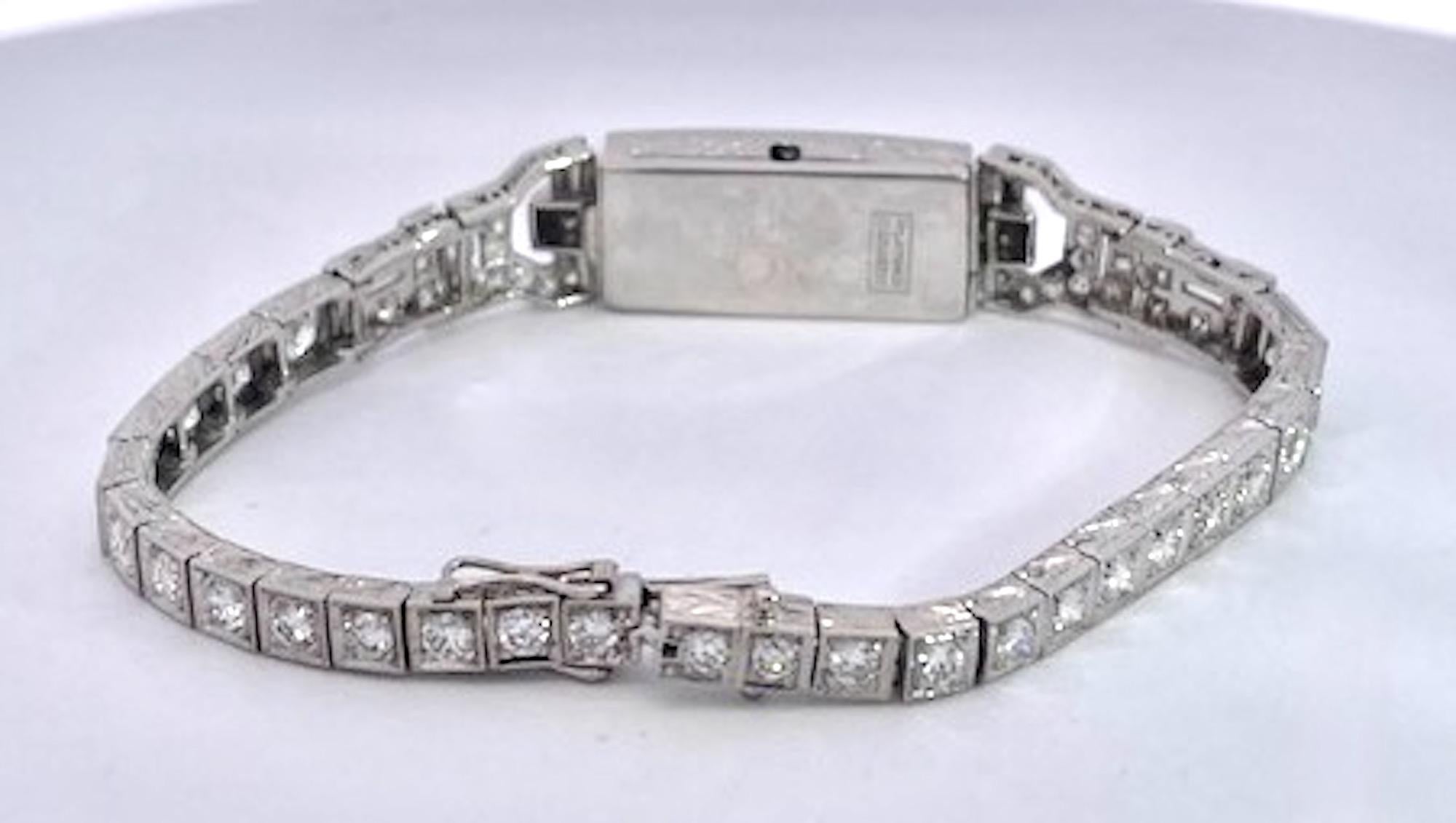 Pulsera Art Decó Platino Oro Blanco 14K Diamantes en venta 1