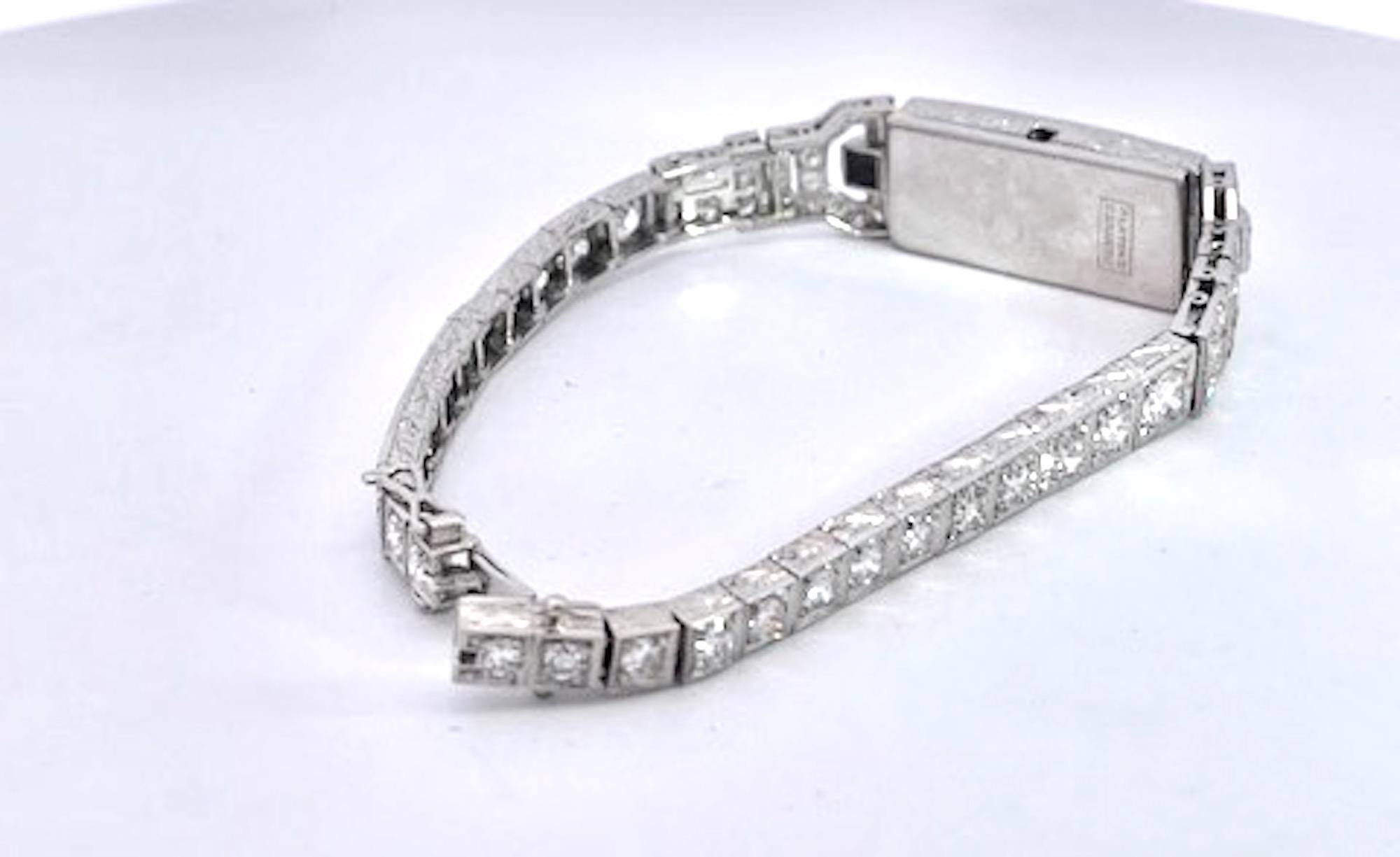 Pulsera Art Decó Platino Oro Blanco 14K Diamantes en venta 2