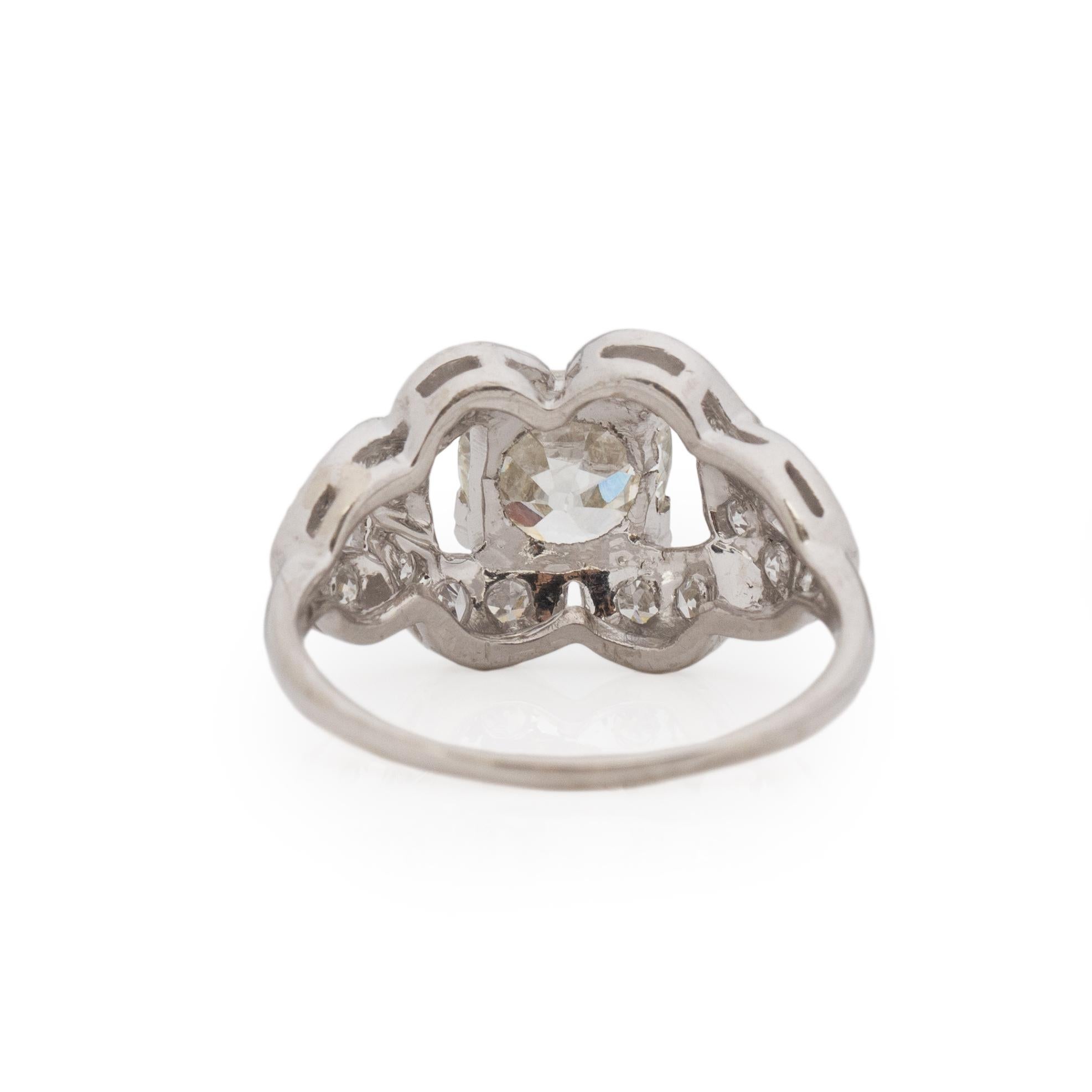 Vintage Art Deco Verlobungsring aus Platin mit 1,53 Karat Diamant im alten Minenschliff und Gliederdesign (Art déco)