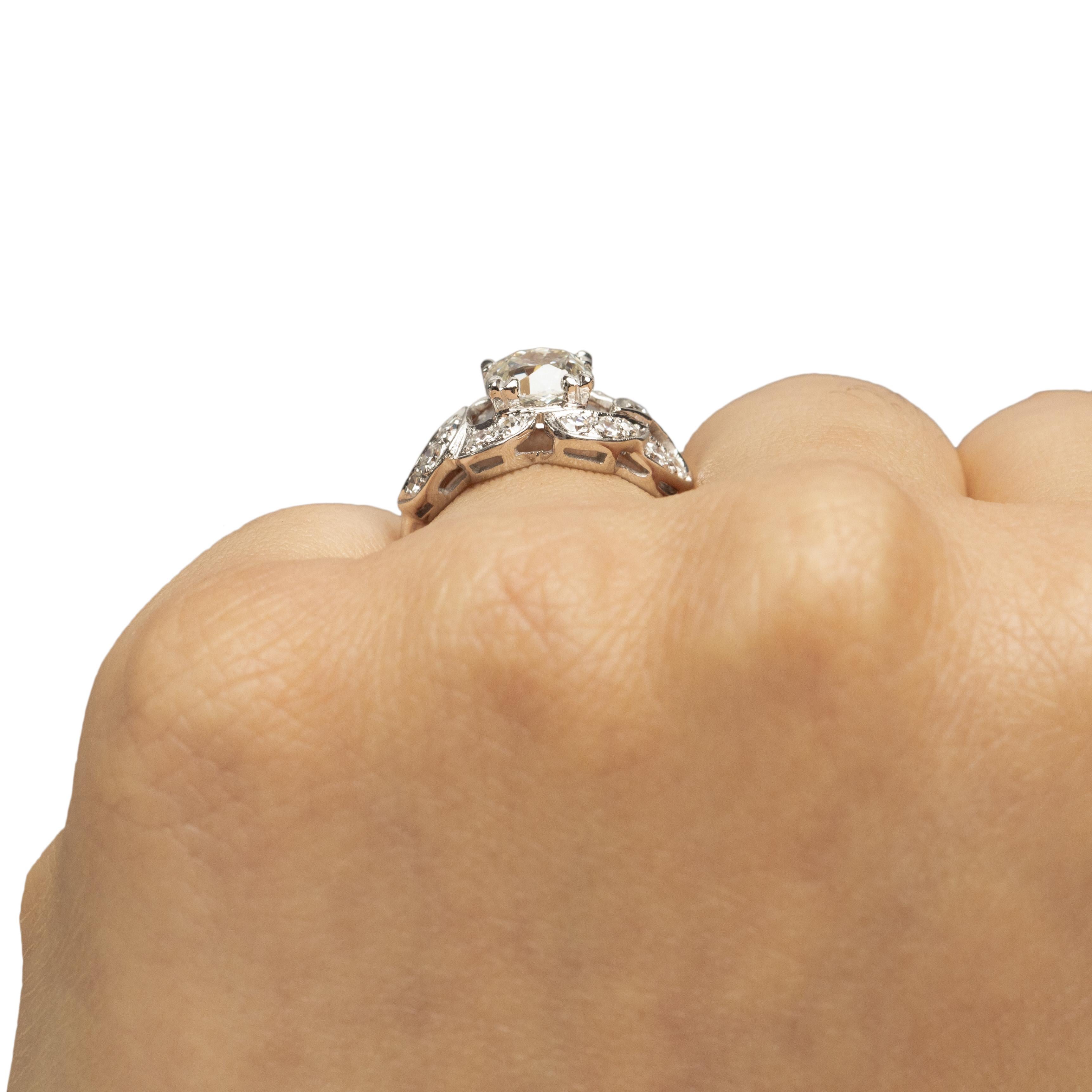 Vintage Art Deco Verlobungsring aus Platin mit 1,53 Karat Diamant im alten Minenschliff und Gliederdesign 2
