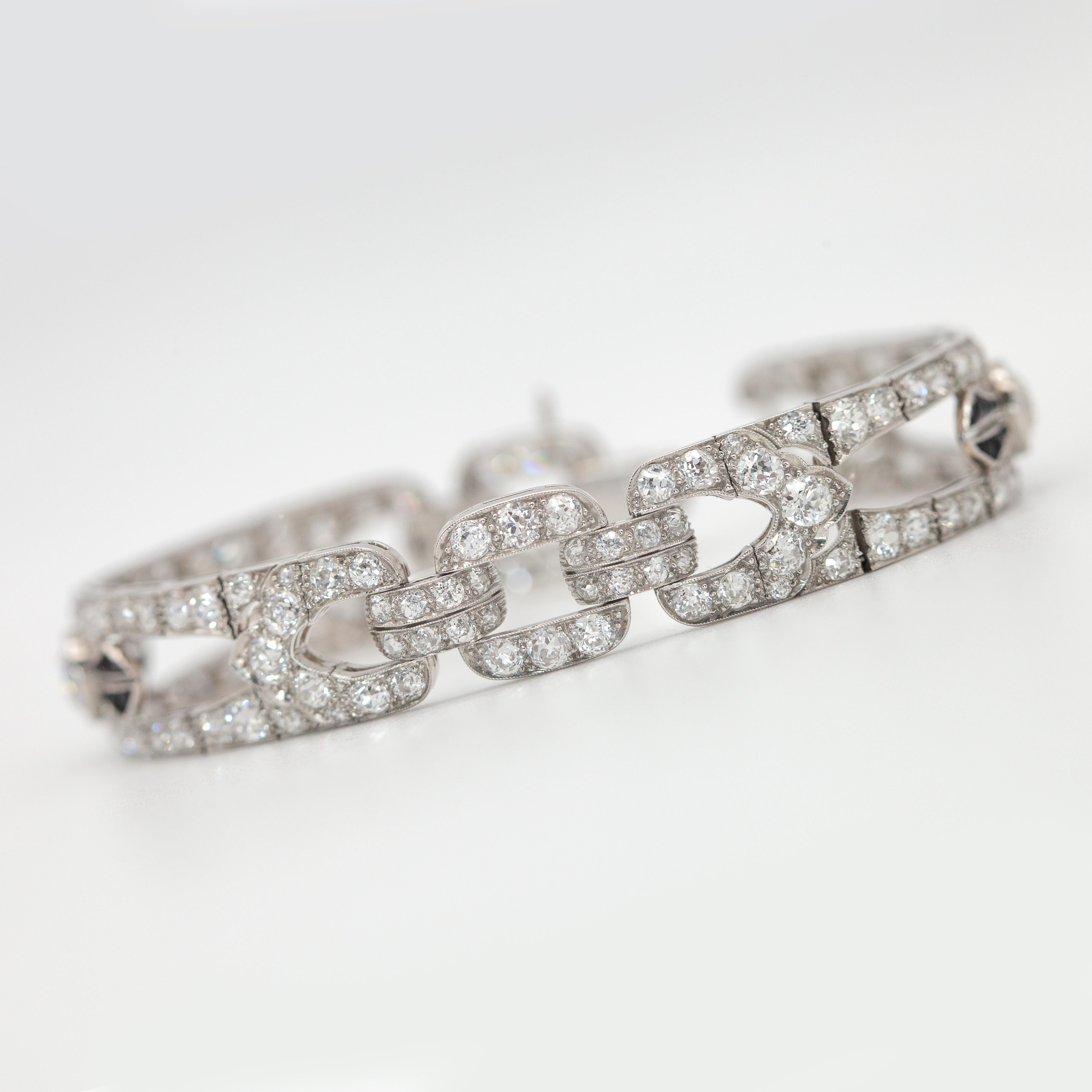 Pulsera Art Decó Platino 16.26 Cttws Diamantes en venta 7