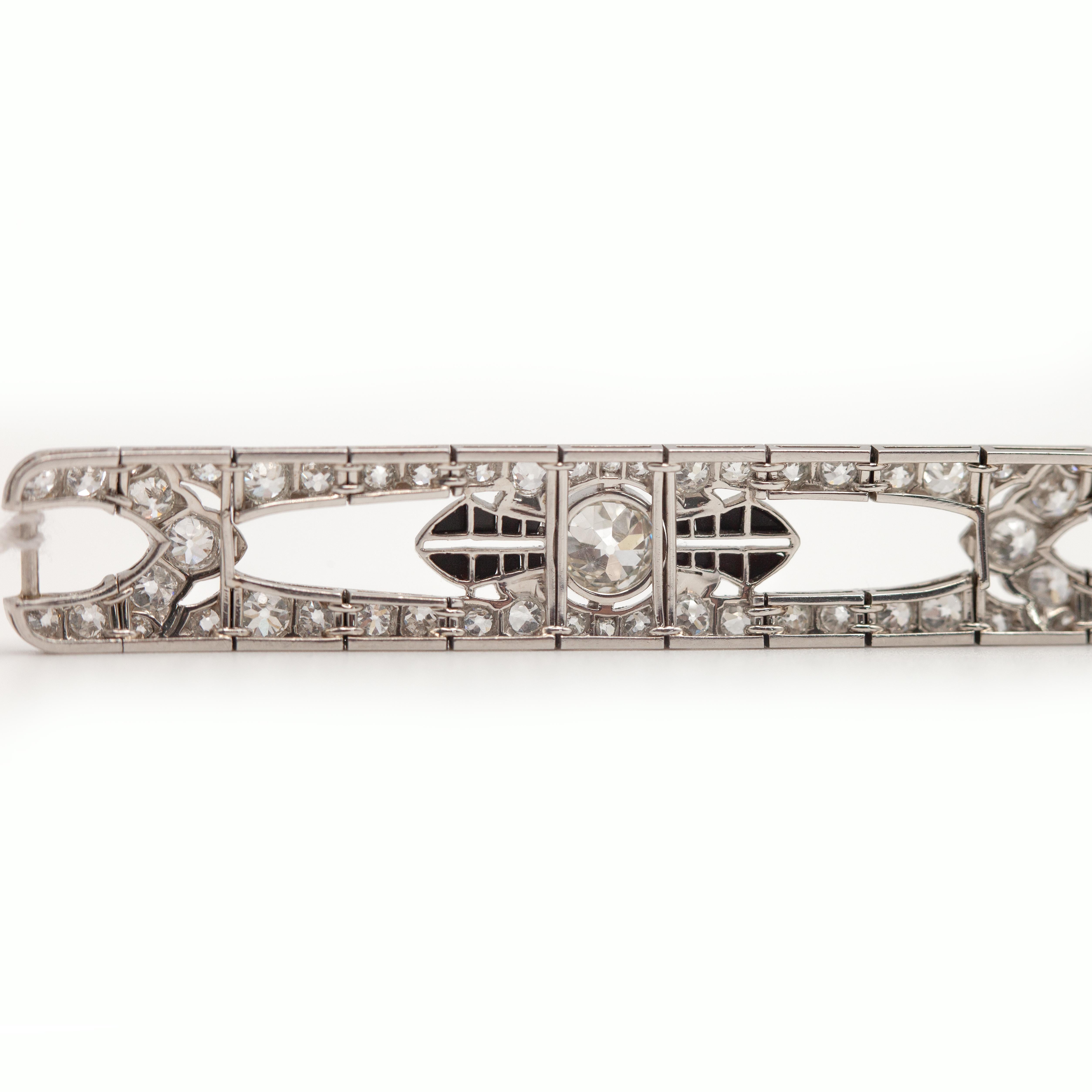 Pulsera Art Decó Platino 16.26 Cttws Diamantes en venta 8
