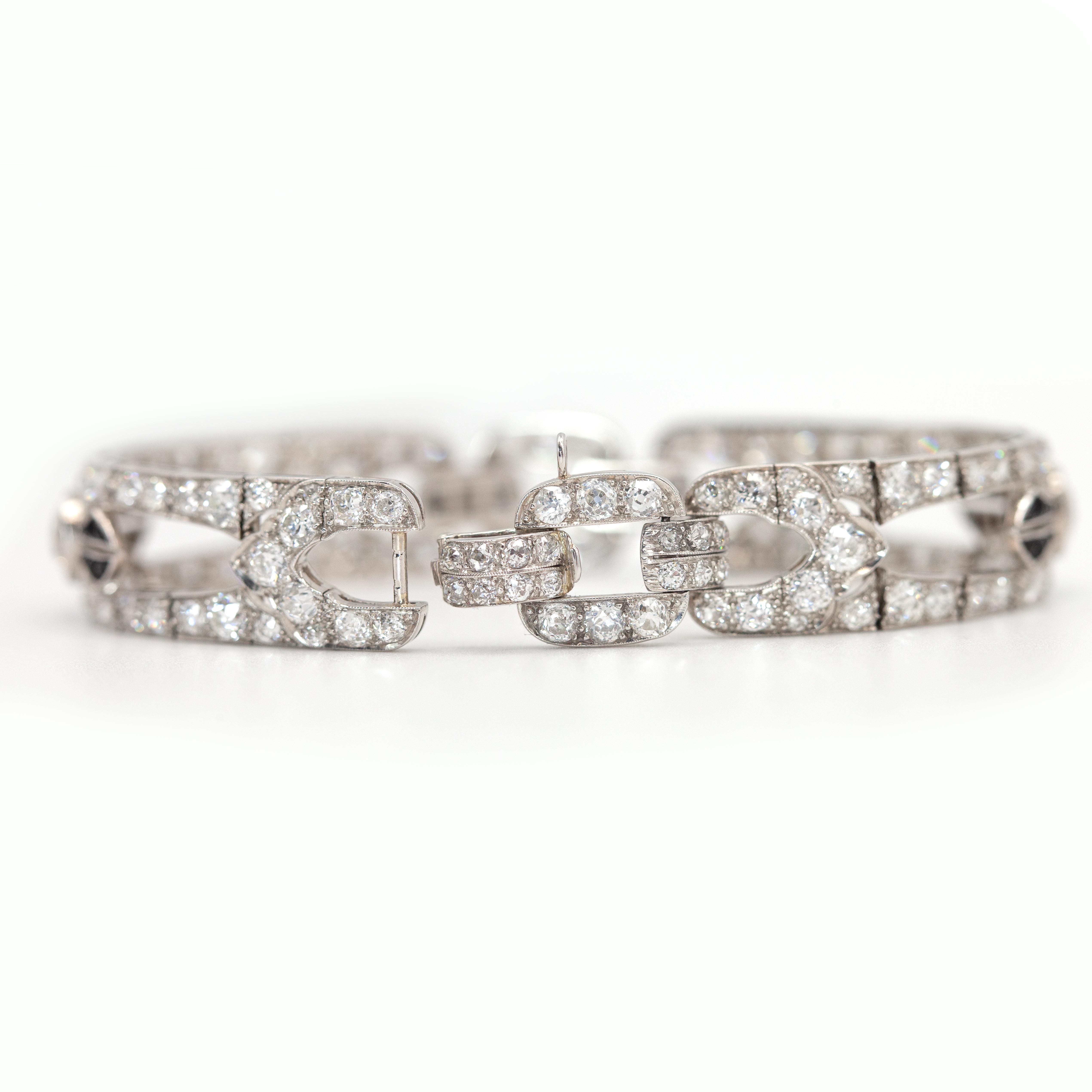 Pulsera Art Decó Platino 16.26 Cttws Diamantes en venta 9