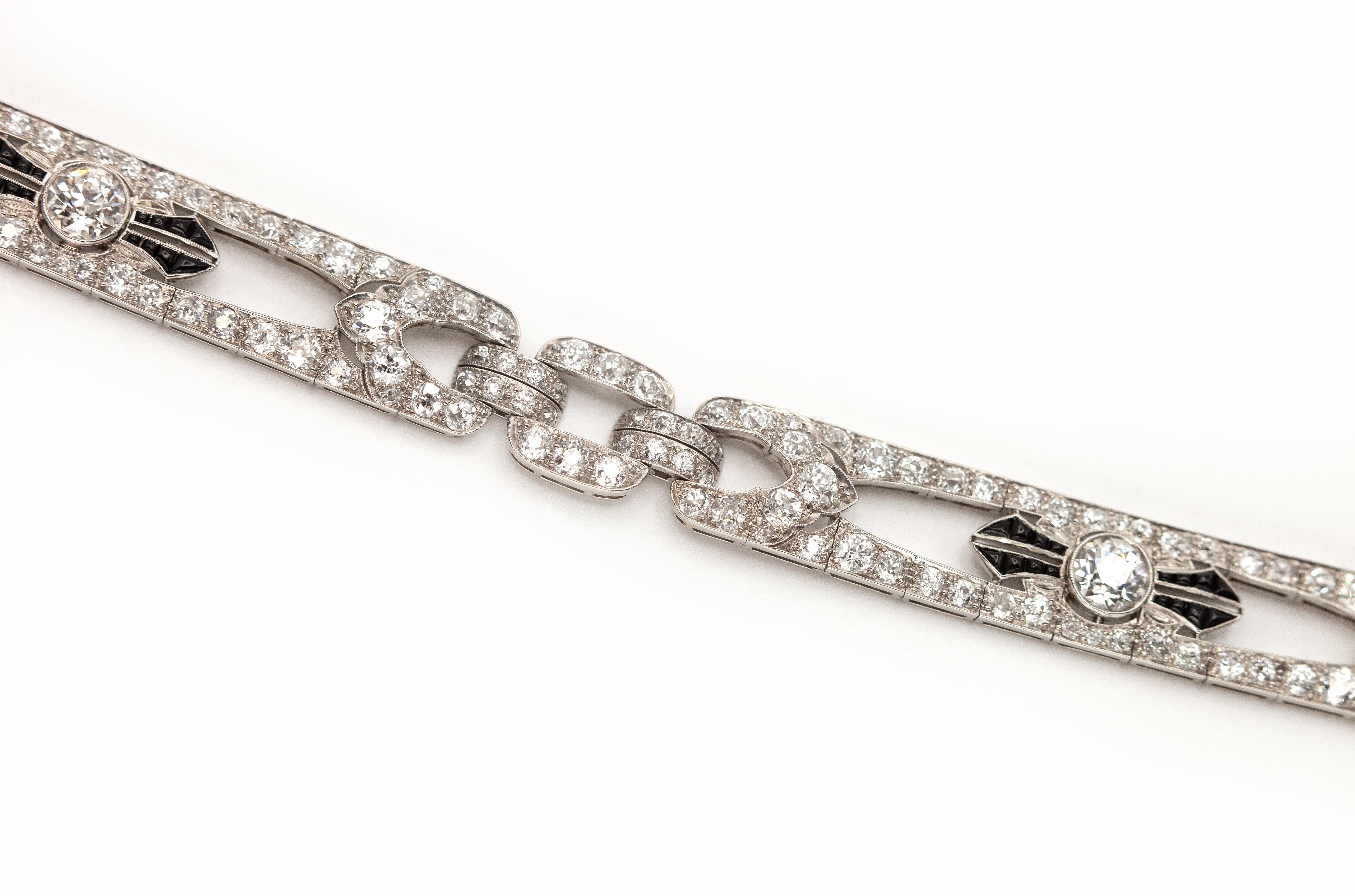 Pulsera Art Decó Platino 16.26 Cttws Diamantes en venta 10