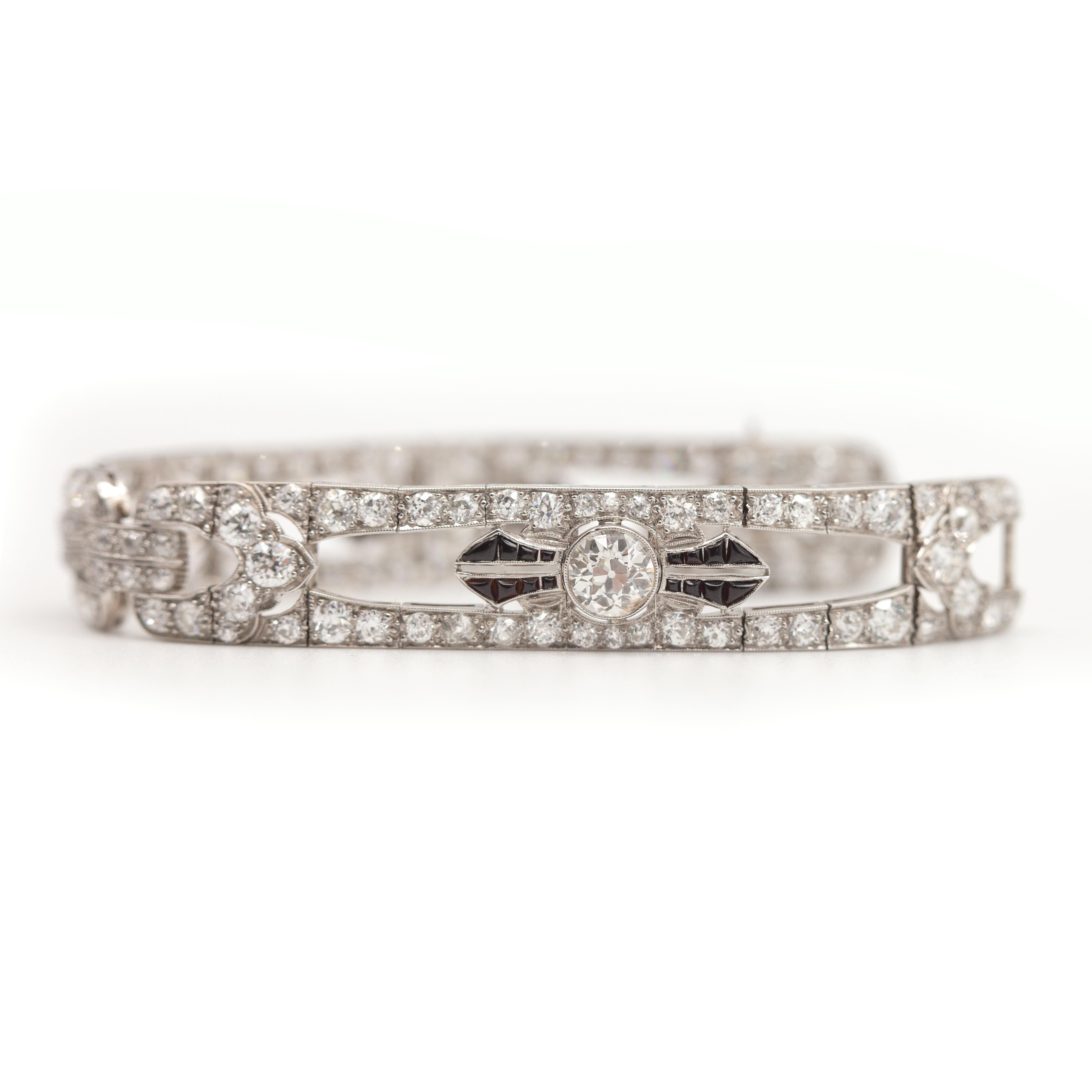 Pulsera Art Decó Platino 16.26 Cttws Diamantes en venta 1