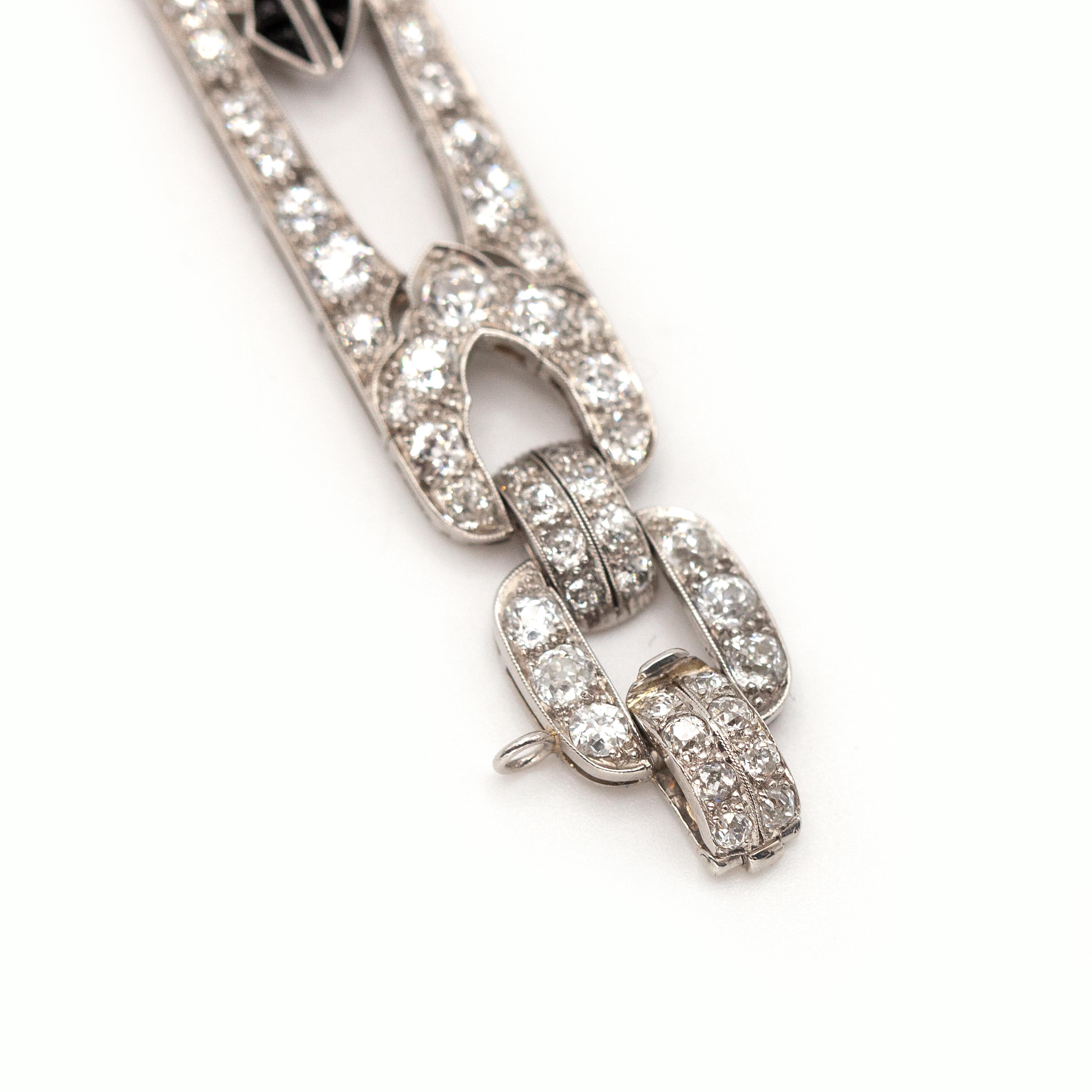 Pulsera Art Decó Platino 16.26 Cttws Diamantes en venta 3