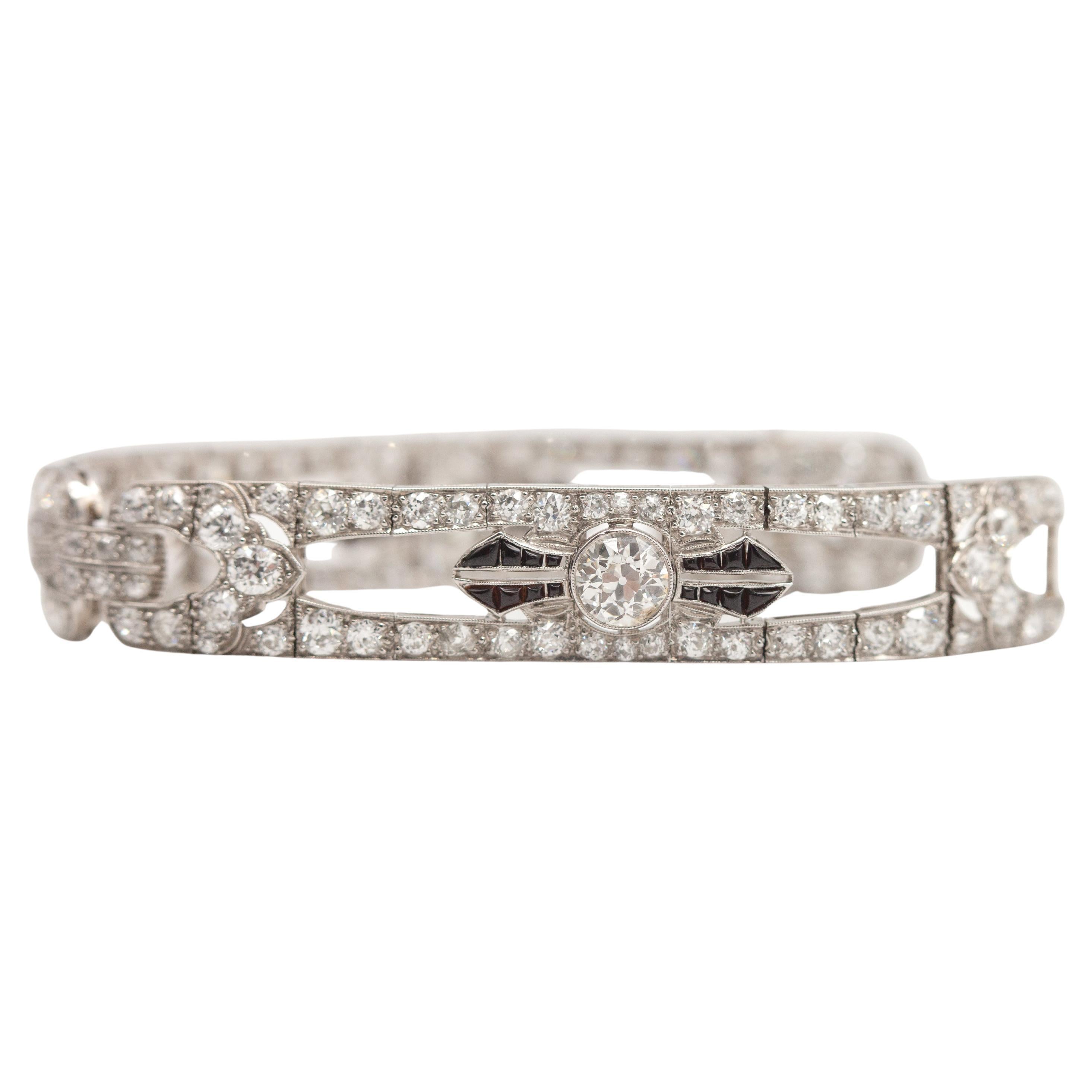 Art Deco Platinum 16.26 Cttws Diamond Bracelet