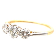 Art Deco Platinum & 18ct Gold Diamond Three Stone Ring