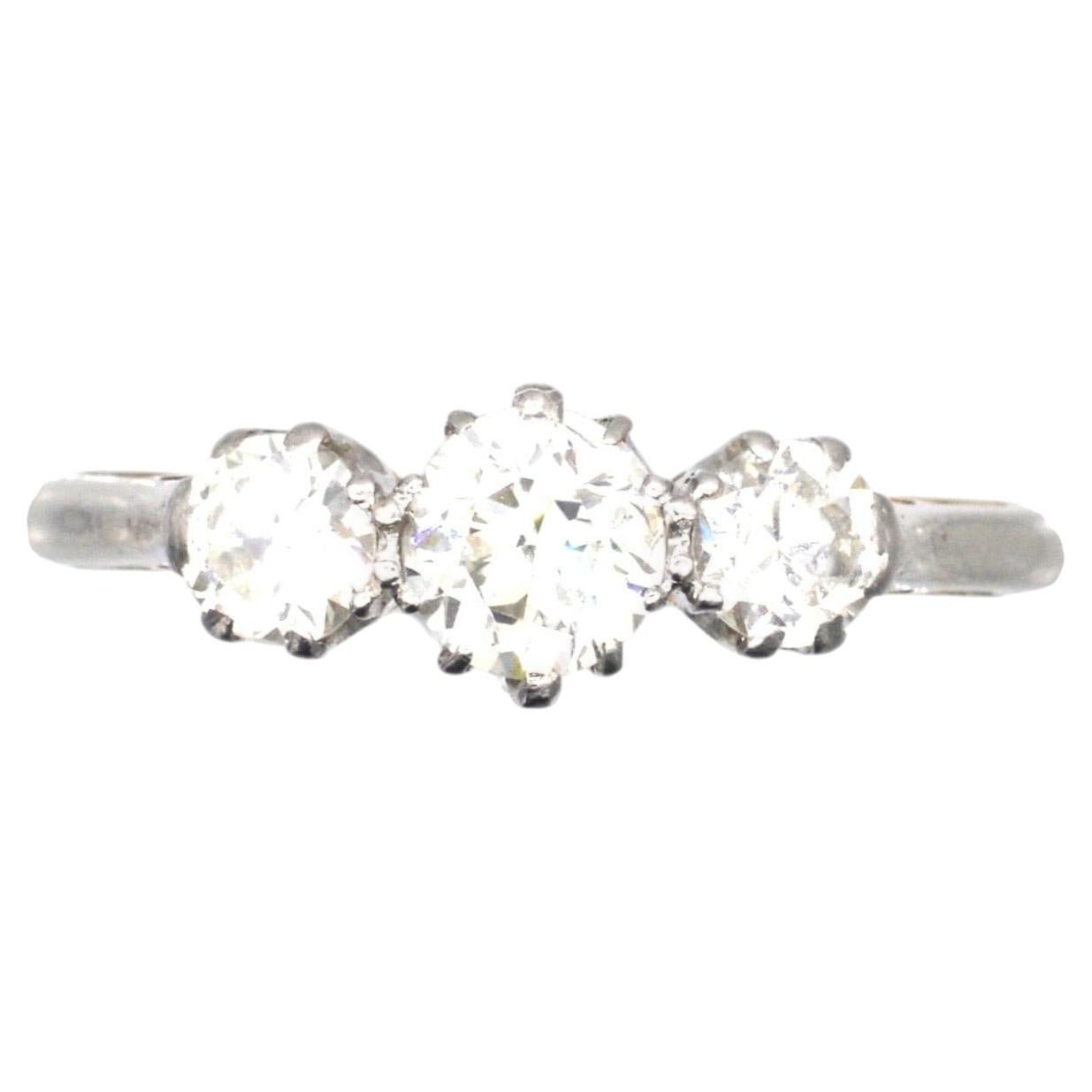 Art Deco Platinum & 18ct Gold Diamond Three Stone Ring