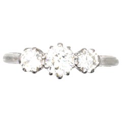 Art Deco Platinum & 18ct Gold Diamond Three Stone Ring