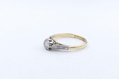 Art Deco Platinum and 18 Carat Yellow Gold Diamond Engagement Ring