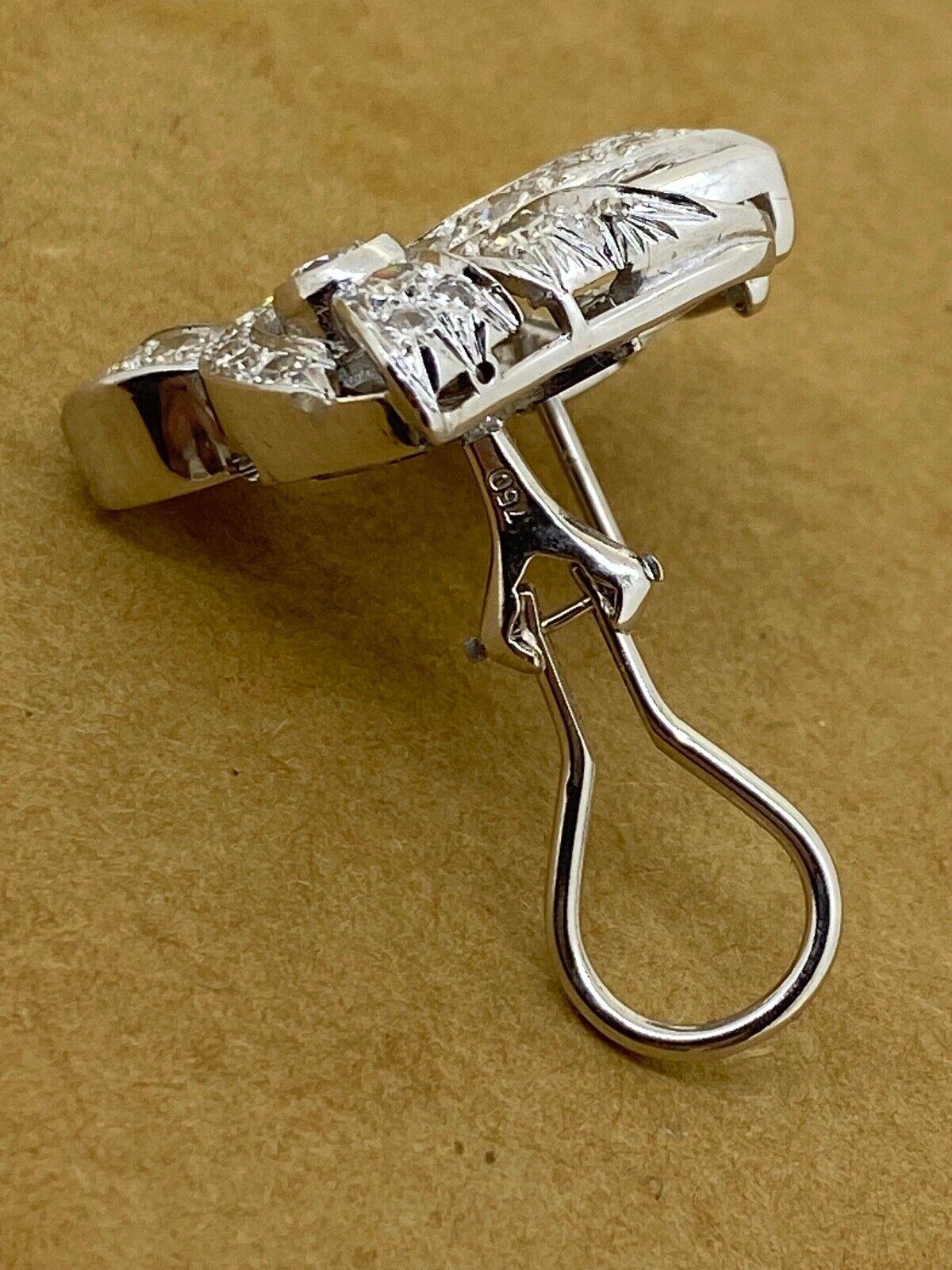 Art-Deco Platin 18K Gold & über 3,00 Karat Diamant-Cluster-Schleifen-Motiv-Ohrringe 1