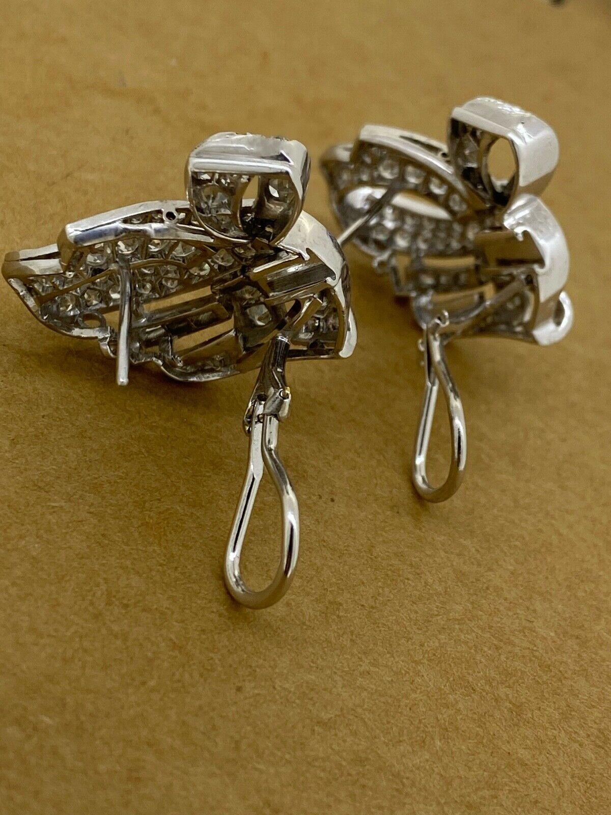 Art-Deco Platin 18K Gold & über 3,00 Karat Diamant-Cluster-Schleifen-Motiv-Ohrringe 2