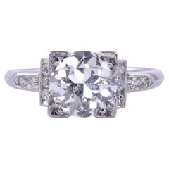 Art Deco Platinum 1.95 Carat Center Diamond Engagement Ring