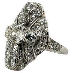 Antique Art Deco Platinum 2 Carat Diamond Cocktail Ring